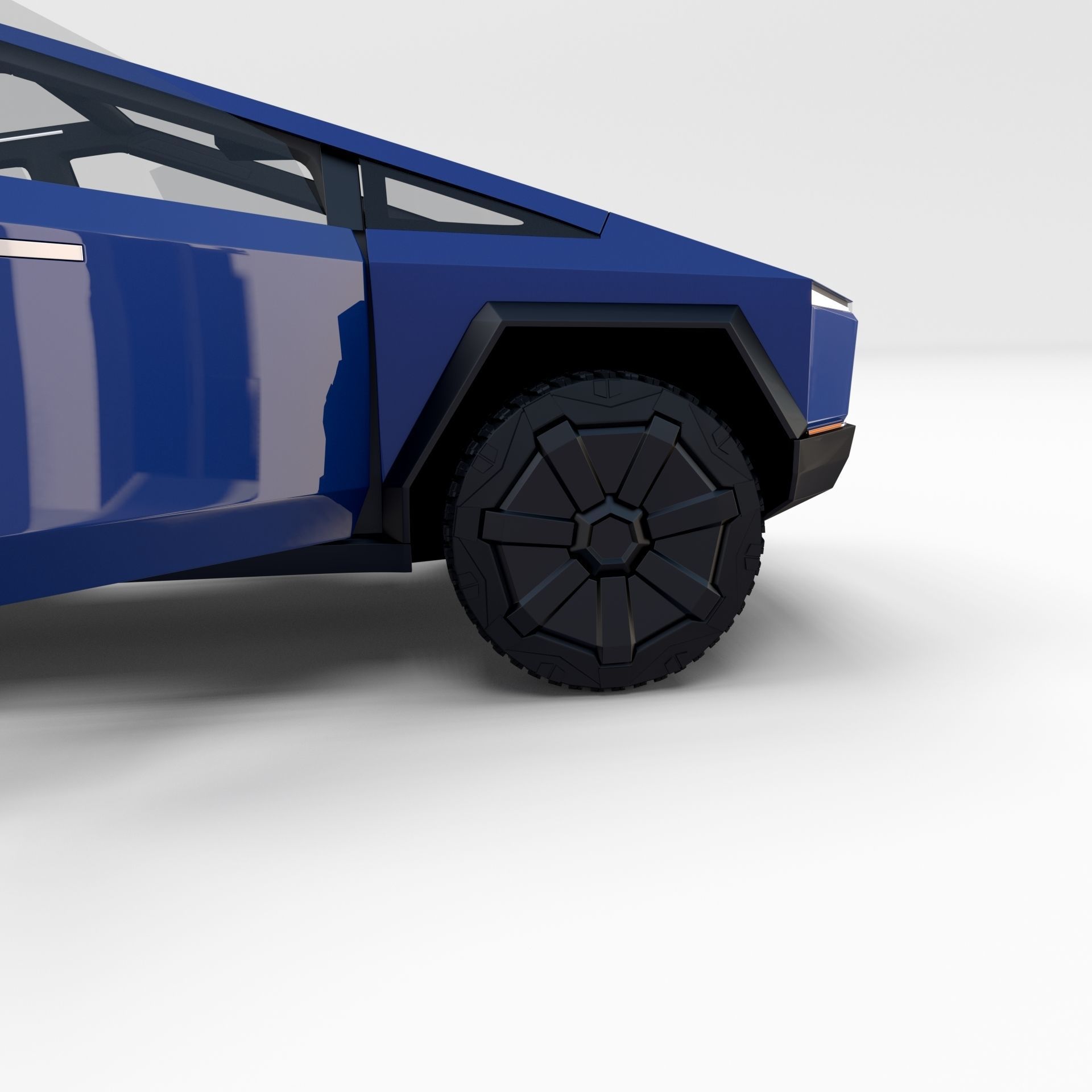 Tesla Cybertruck with chassis and interior Blue 3D model_26