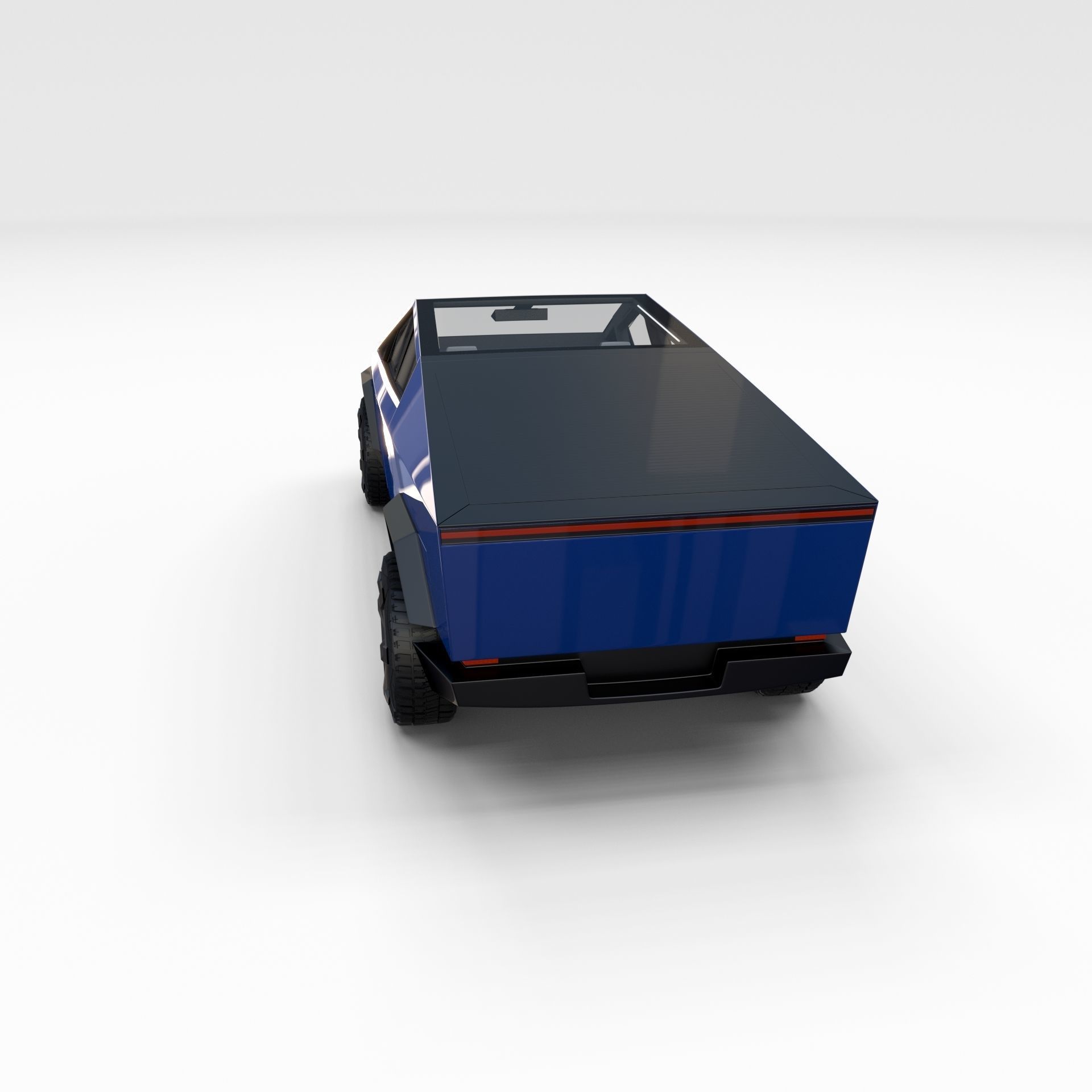 Tesla Cybertruck with chassis and interior Blue 3D model_9