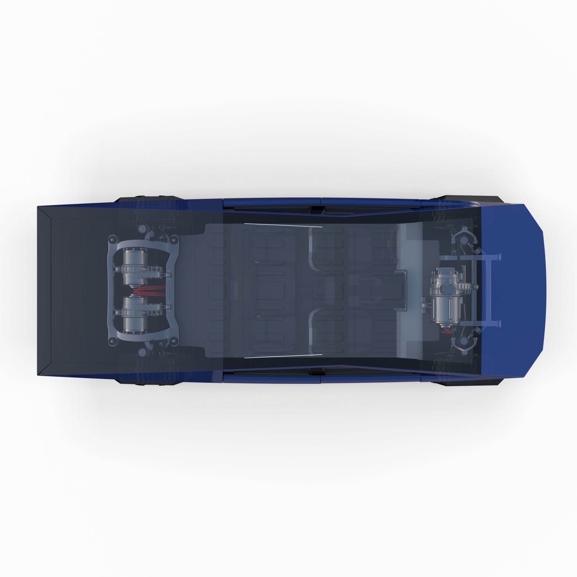 Tesla Cybertruck with chassis and interior Blue 3D model_47