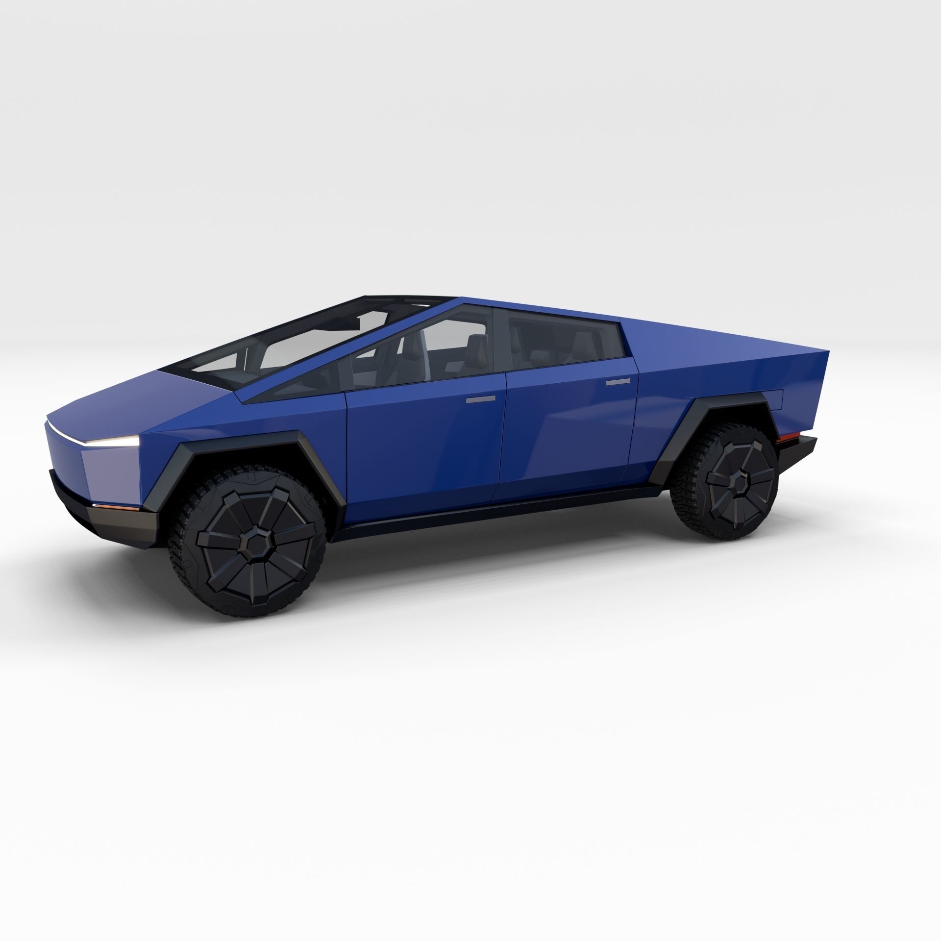 Tesla Cybertruck with chassis and interior Blue 3D model_5