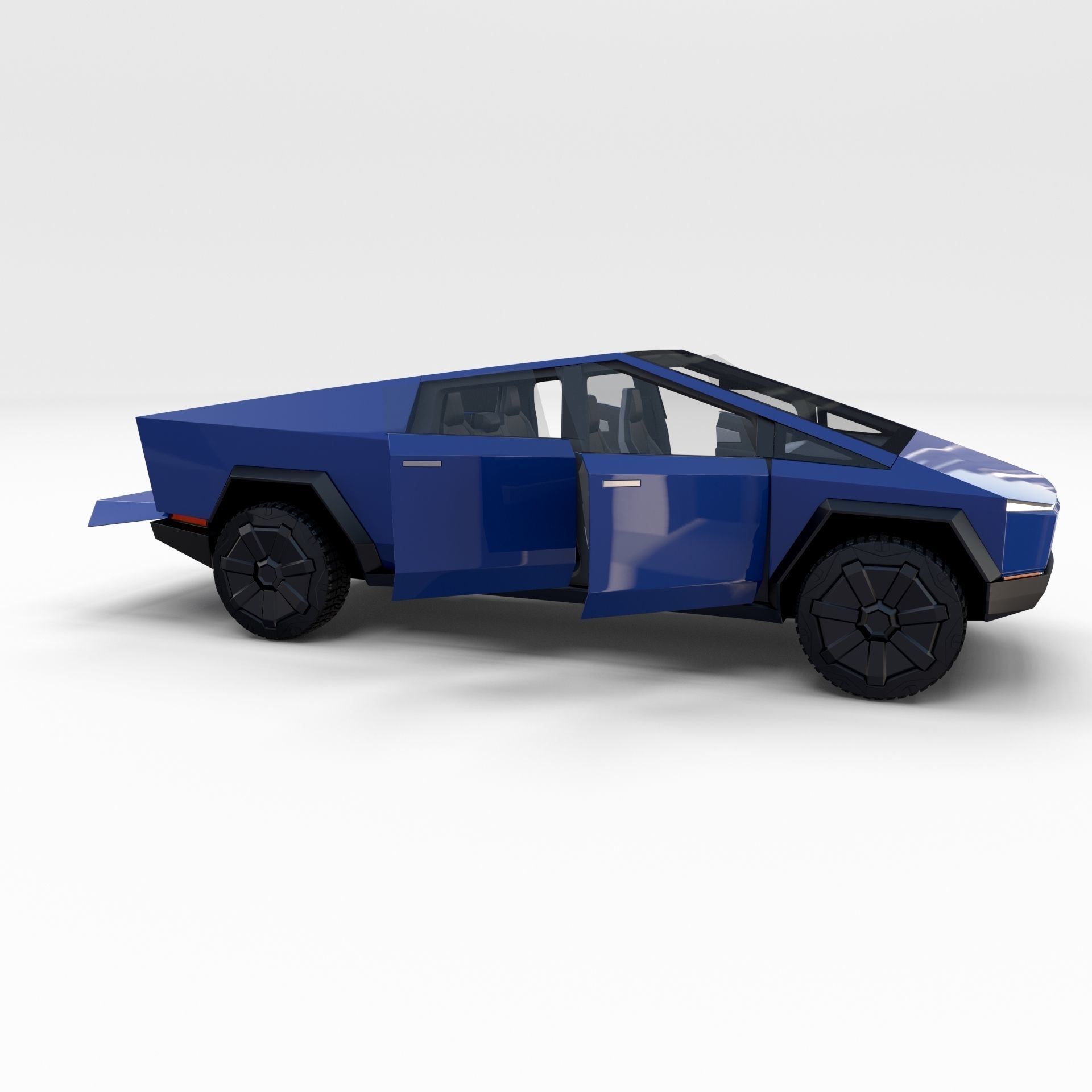Tesla Cybertruck with chassis and interior Blue 3D model_19