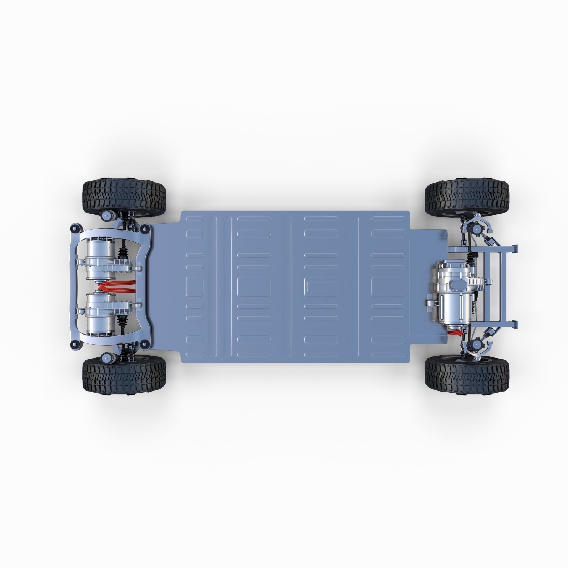 Tesla Cybertruck with chassis and interior Blue 3D model_52