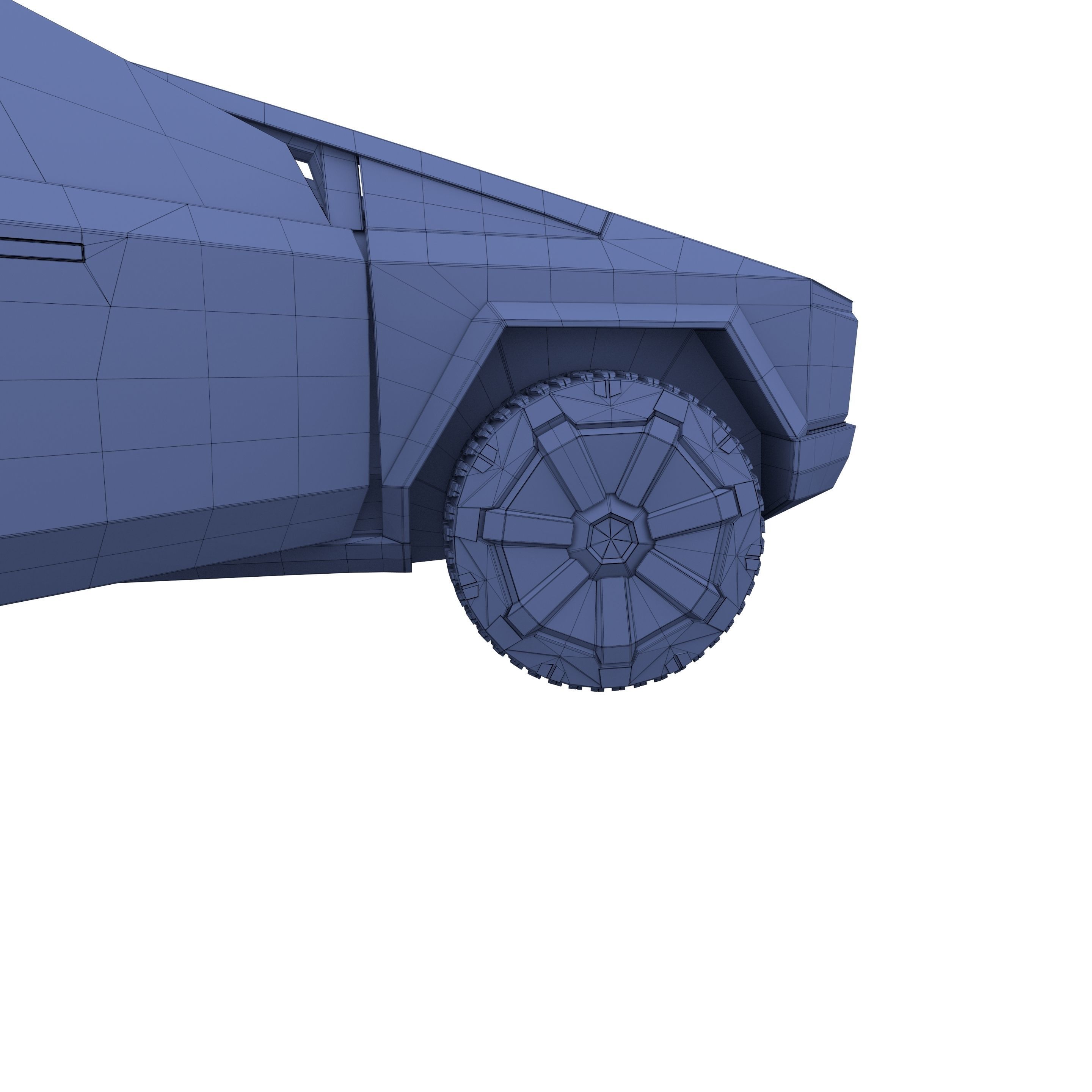 Tesla Cybertruck with chassis and interior Red 3D model_38