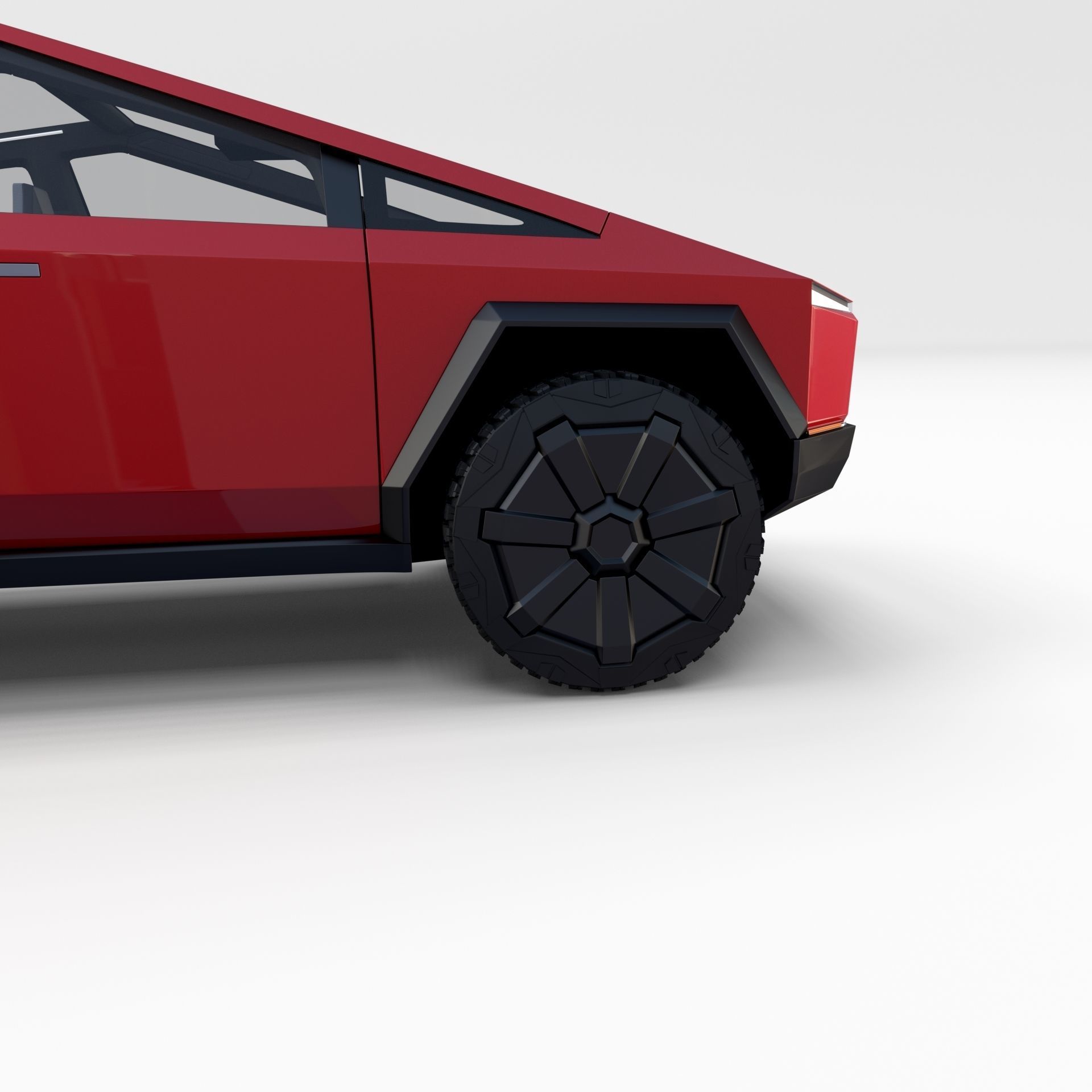 Tesla Cybertruck with chassis and interior Red 3D model_14