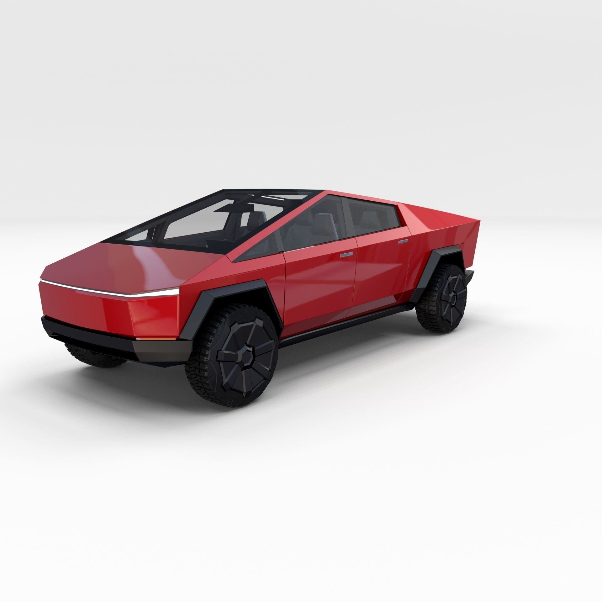 Tesla Cybertruck with chassis and interior Red 3D model_5