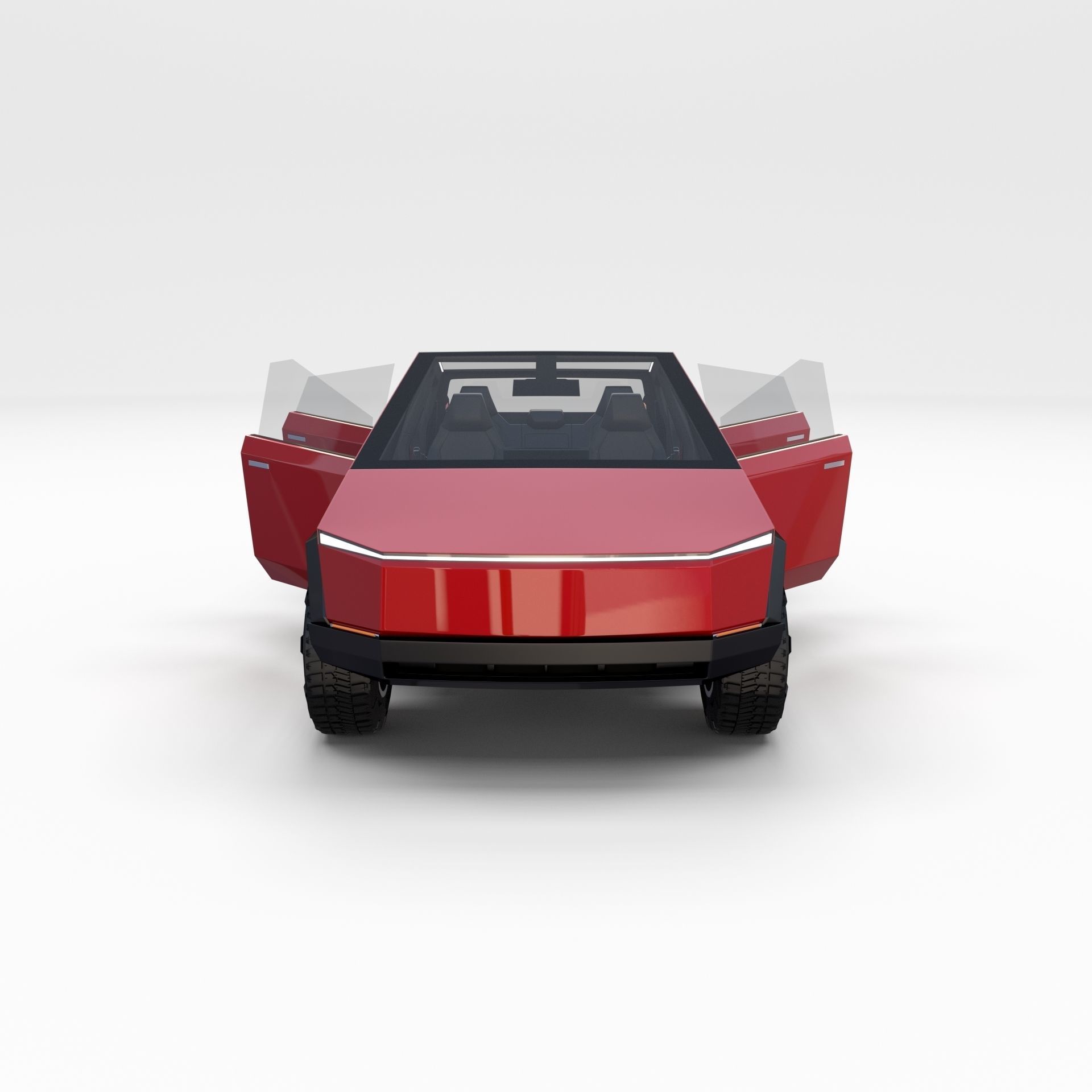 Tesla Cybertruck with chassis and interior Red 3D model_15