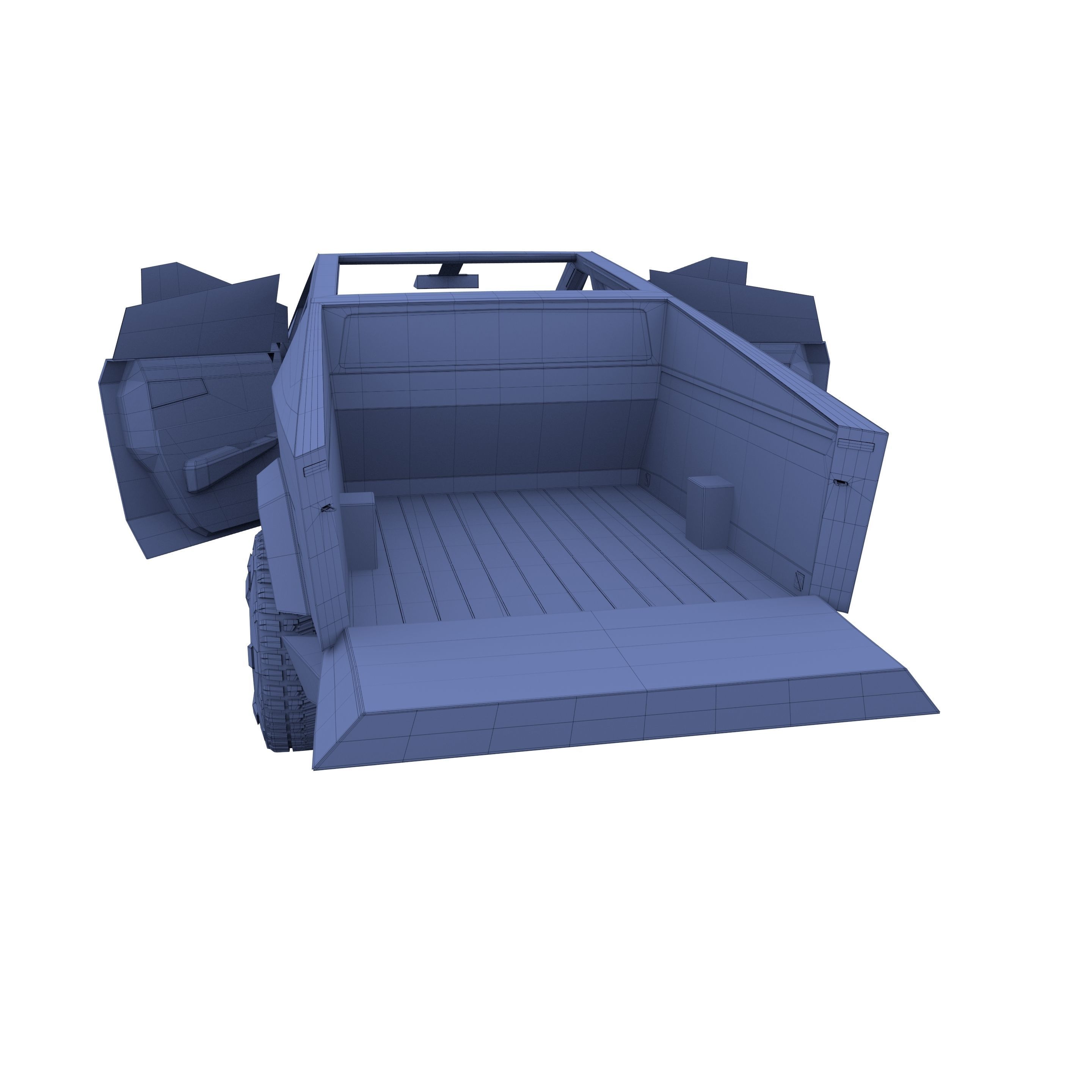 Tesla Cybertruck with chassis and interior Red 3D model_35