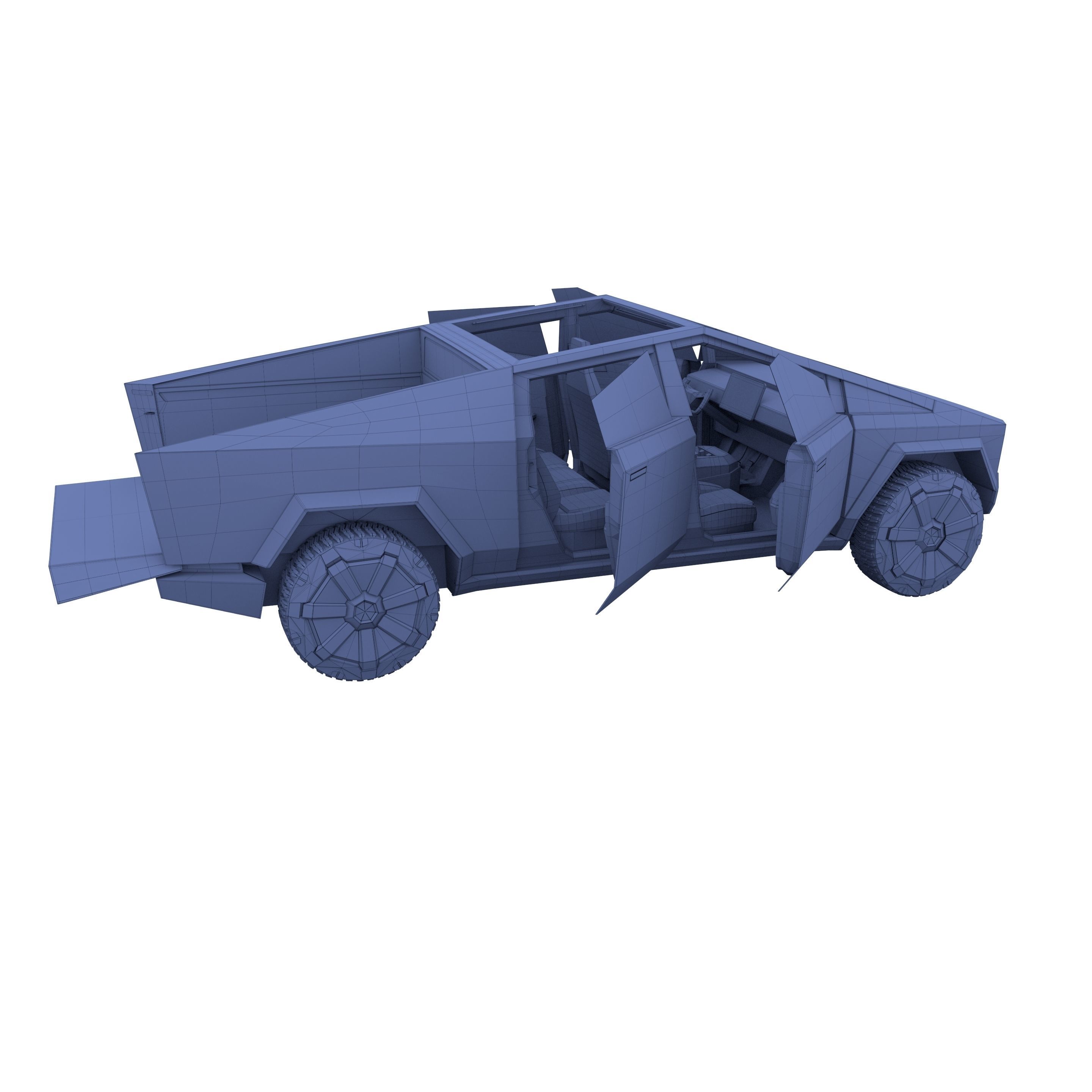 Tesla Cybertruck with chassis and interior Red 3D model_32