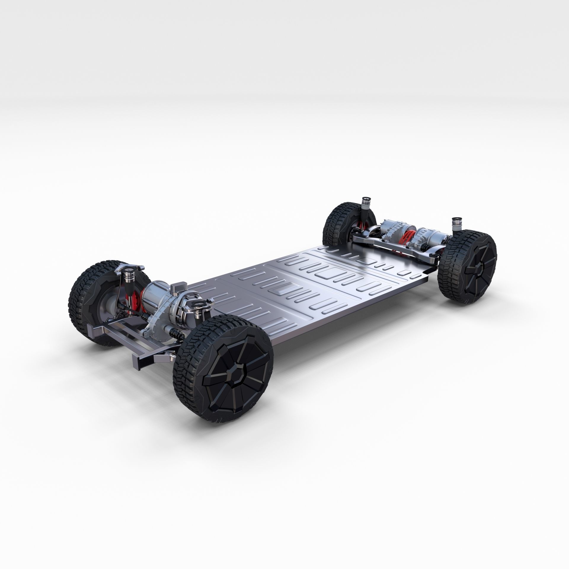 Tesla Cybertruck with chassis and interior Red 3D model_52