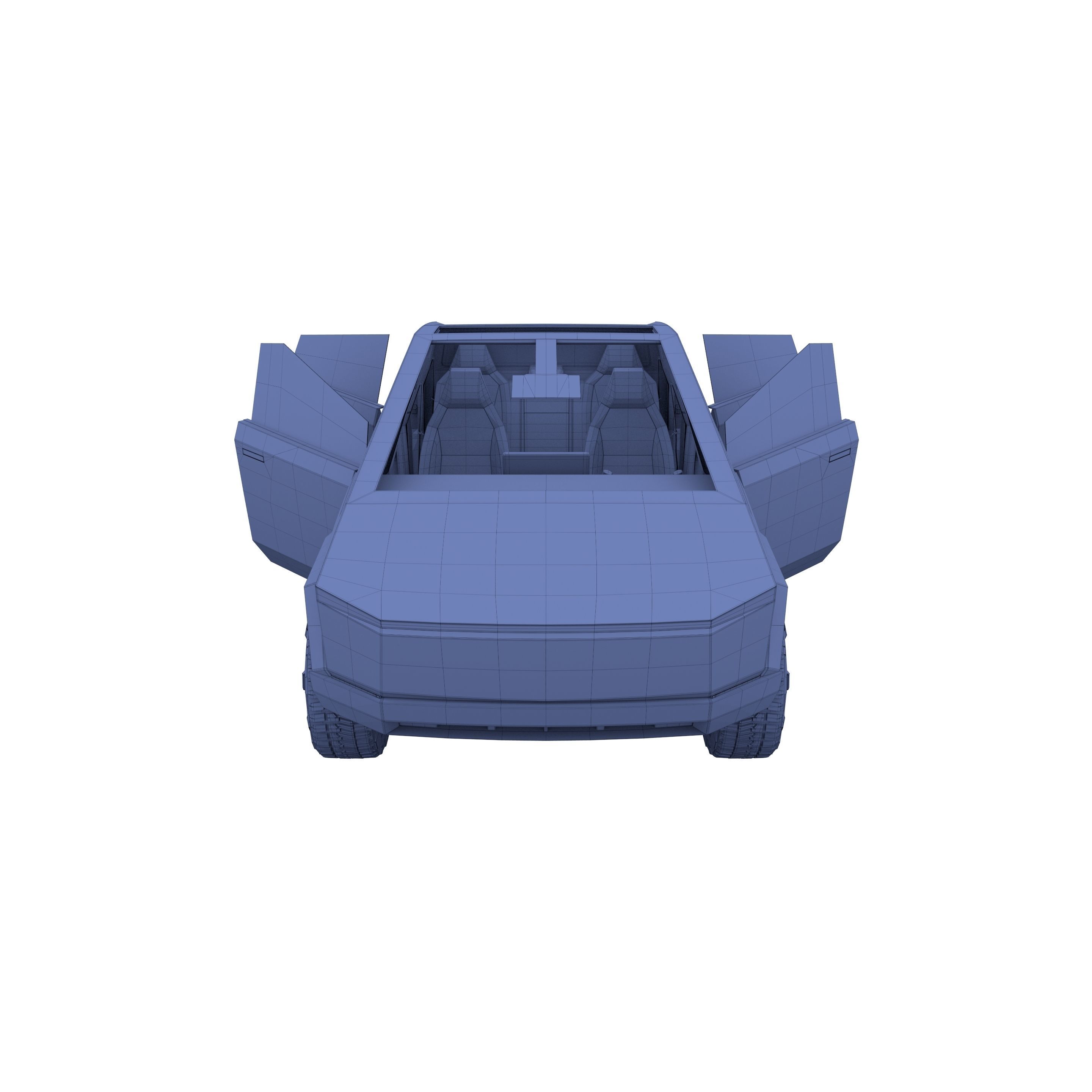 Tesla Cybertruck with chassis and interior Red 3D model_31