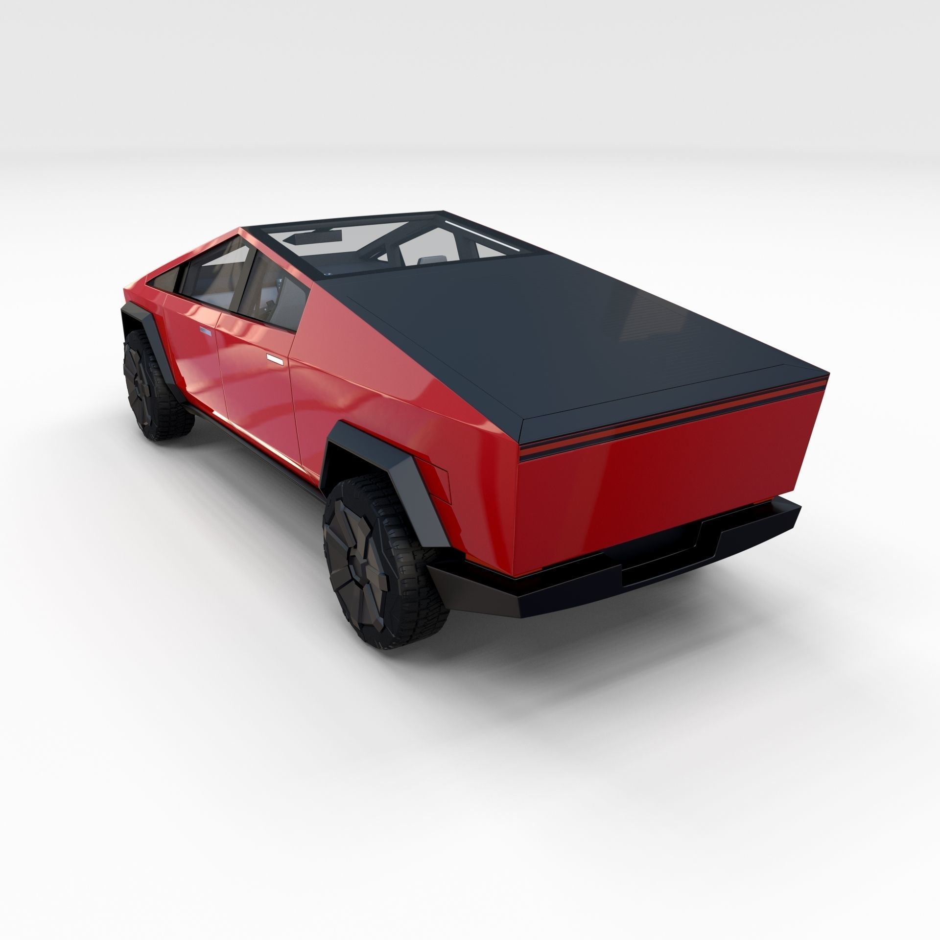 Tesla Cybertruck with chassis and interior Red 3D model_13