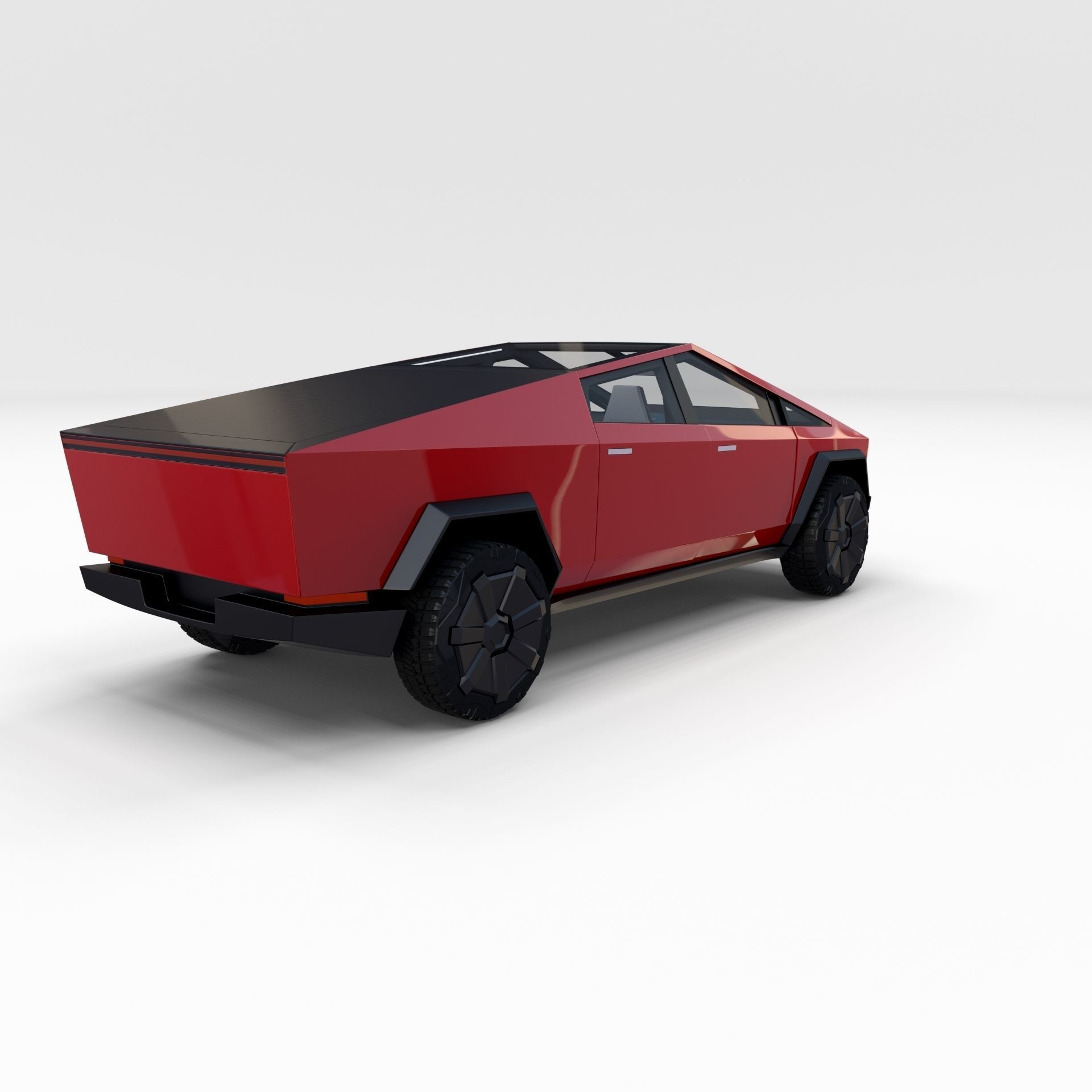 Tesla Cybertruck with chassis and interior Red 3D model_6