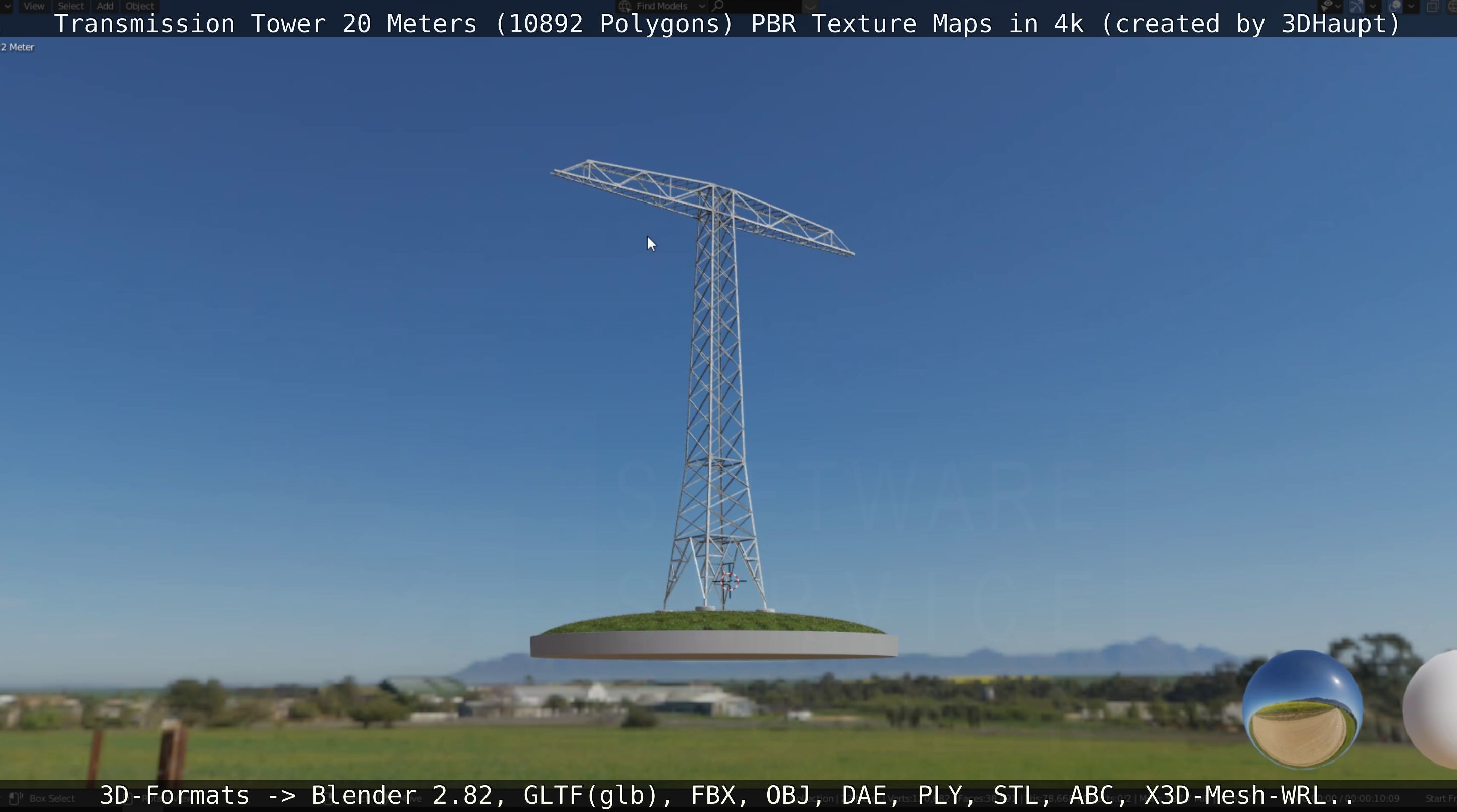 Transmission Tower 22 Meter Low-poly 3D model_29
