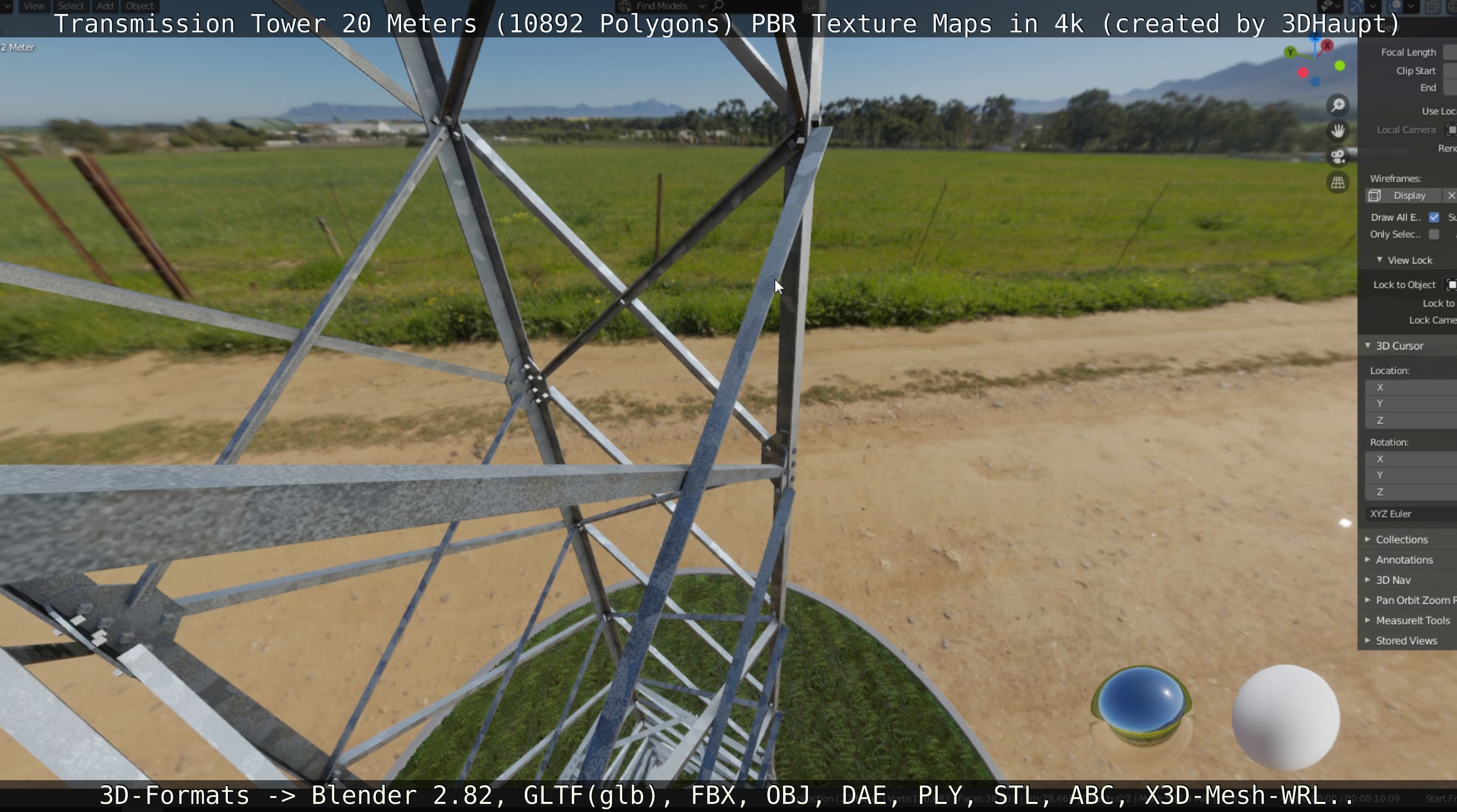 Transmission Tower 22 Meter Low-poly 3D model_40