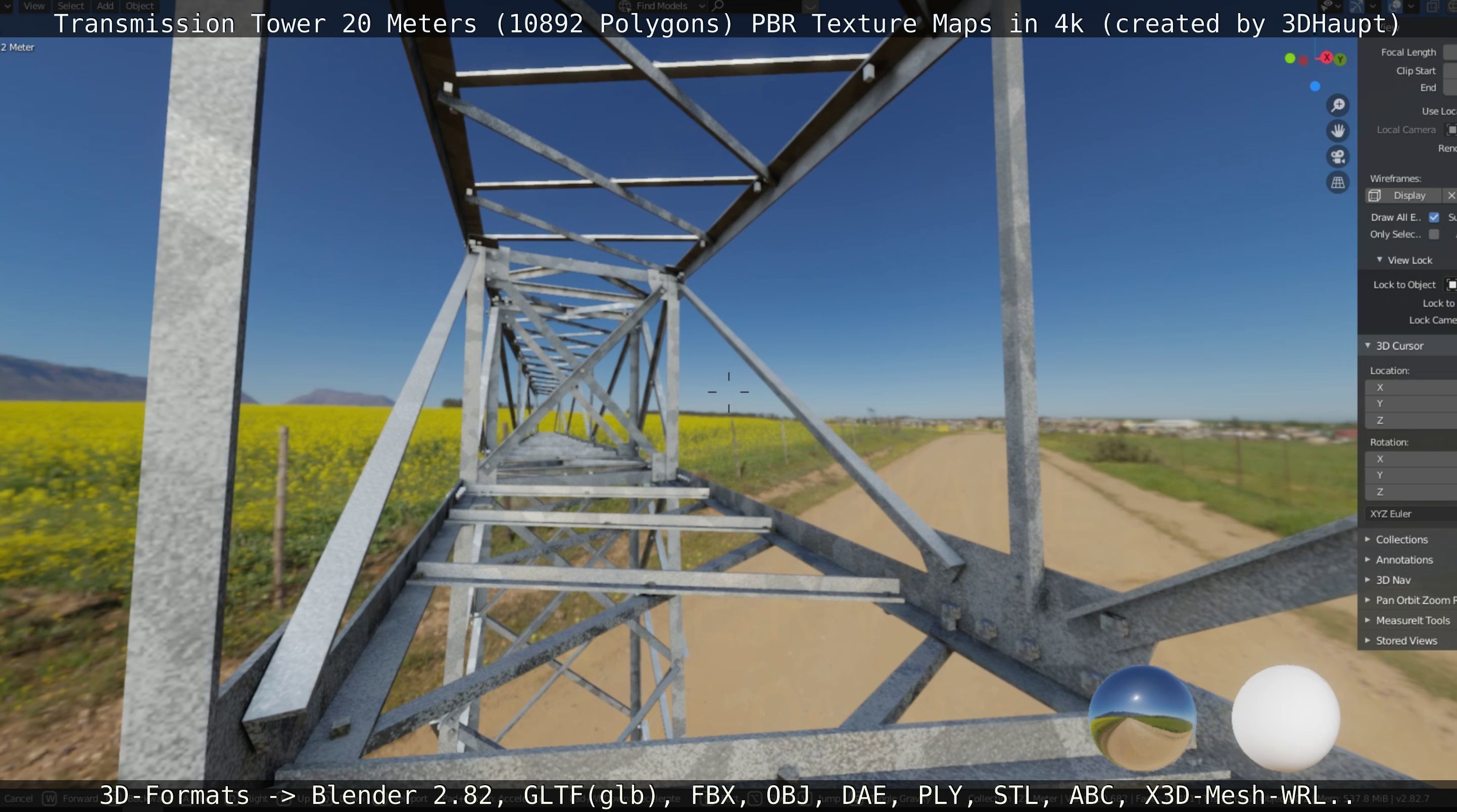 Transmission Tower 22 Meter Low-poly 3D model_4