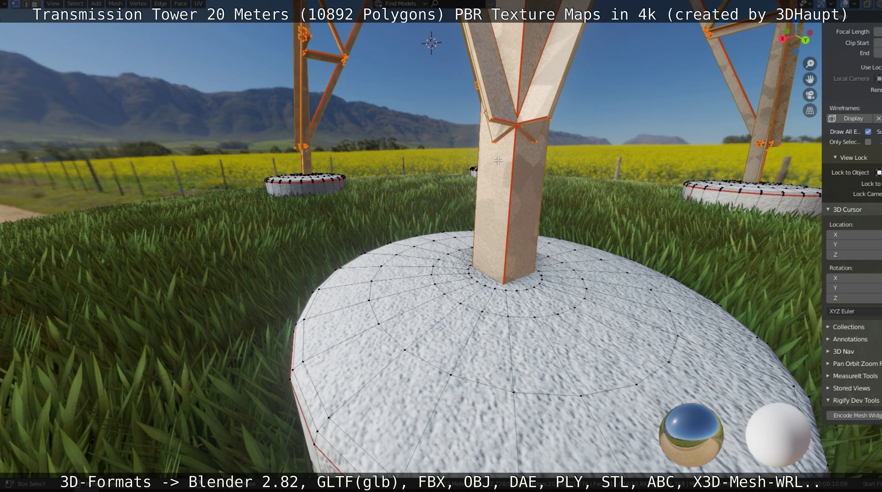 Transmission Tower 22 Meter Low-poly 3D model_67