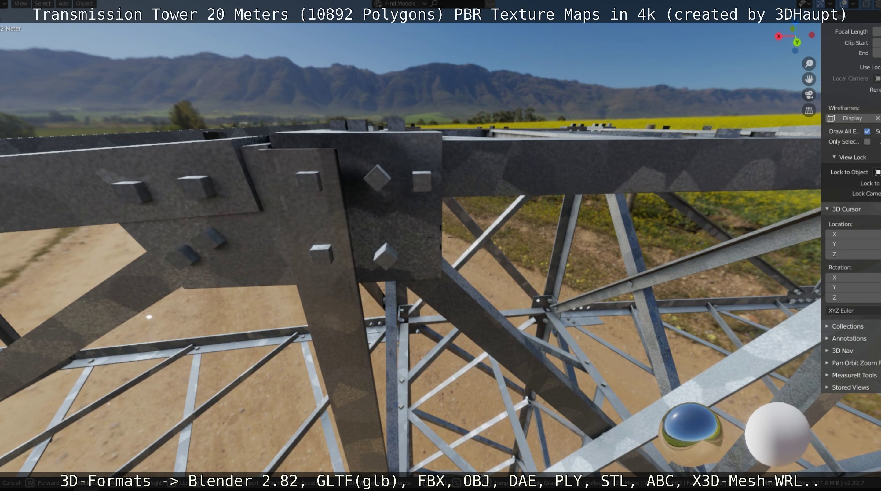 Transmission Tower 22 Meter Low-poly 3D model_54