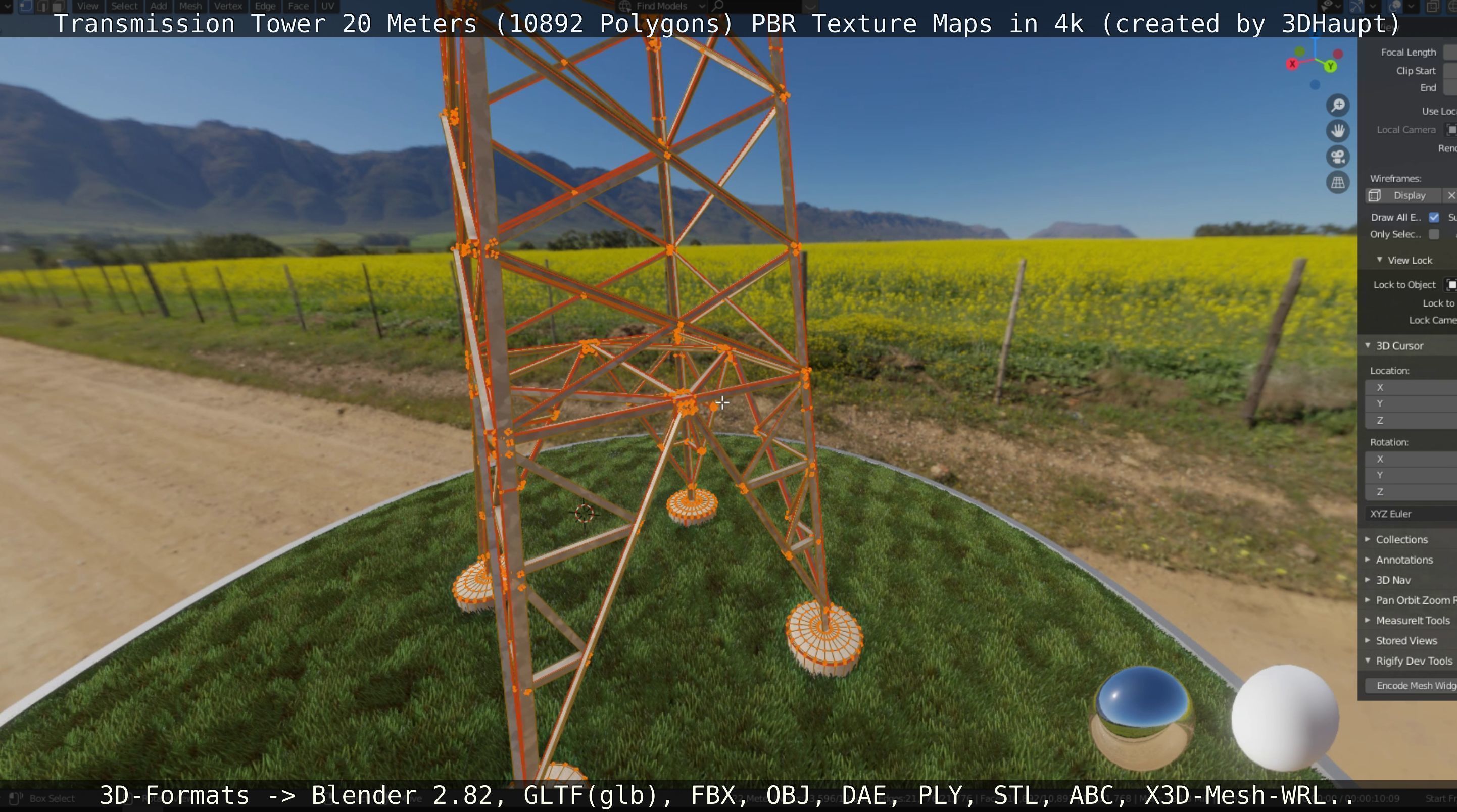 Transmission Tower 22 Meter Low-poly 3D model_65