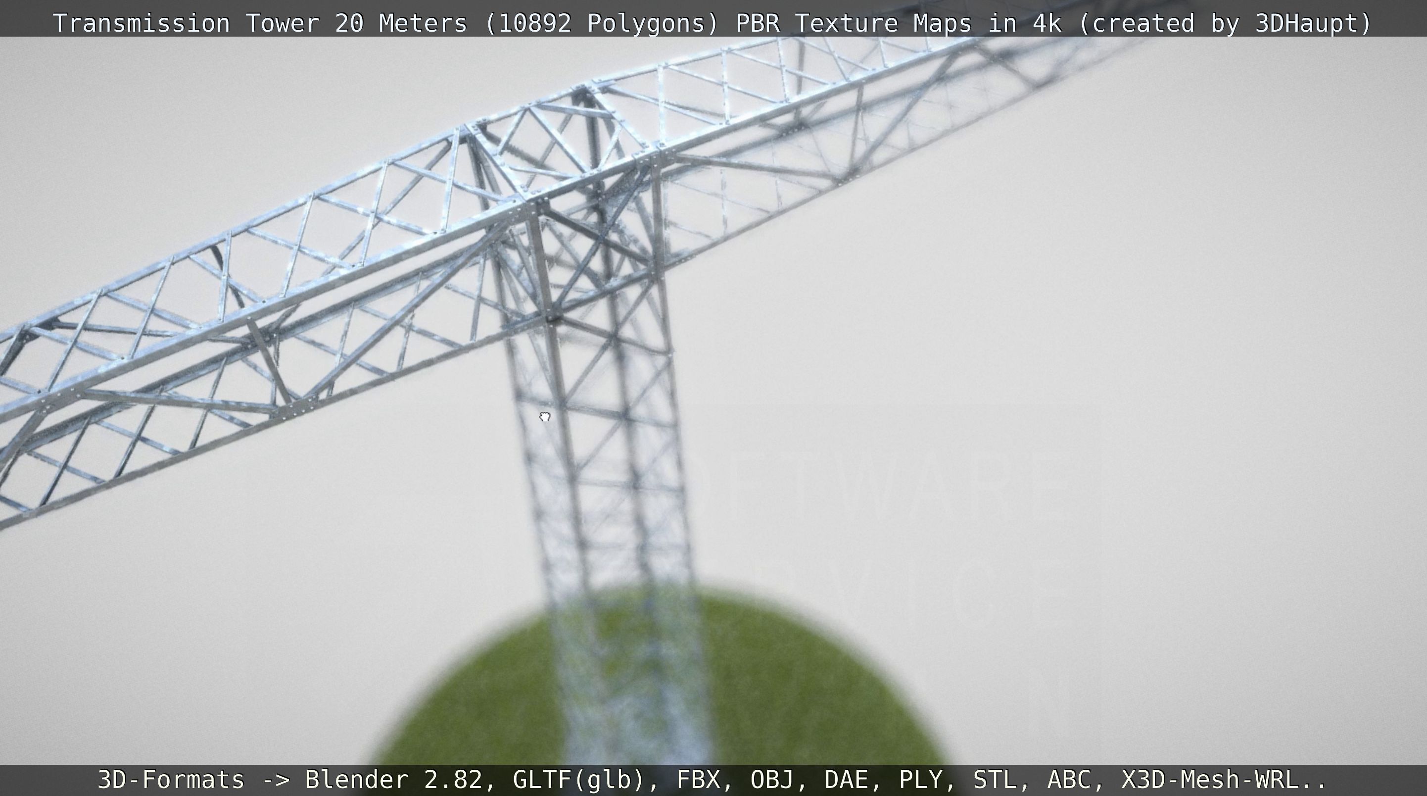 Transmission Tower 22 Meter Low-poly 3D model_10