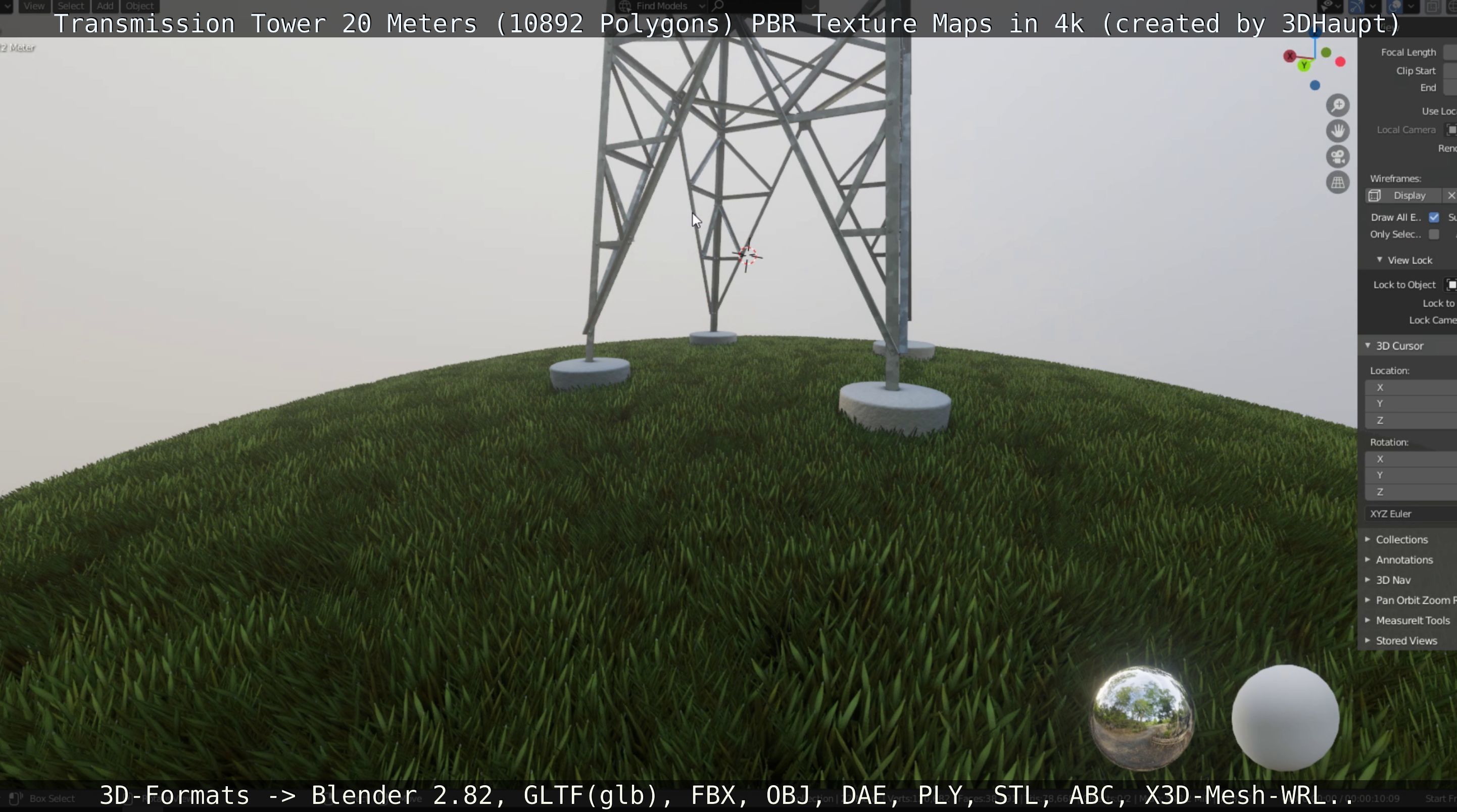 Transmission Tower 22 Meter Low-poly 3D model_130
