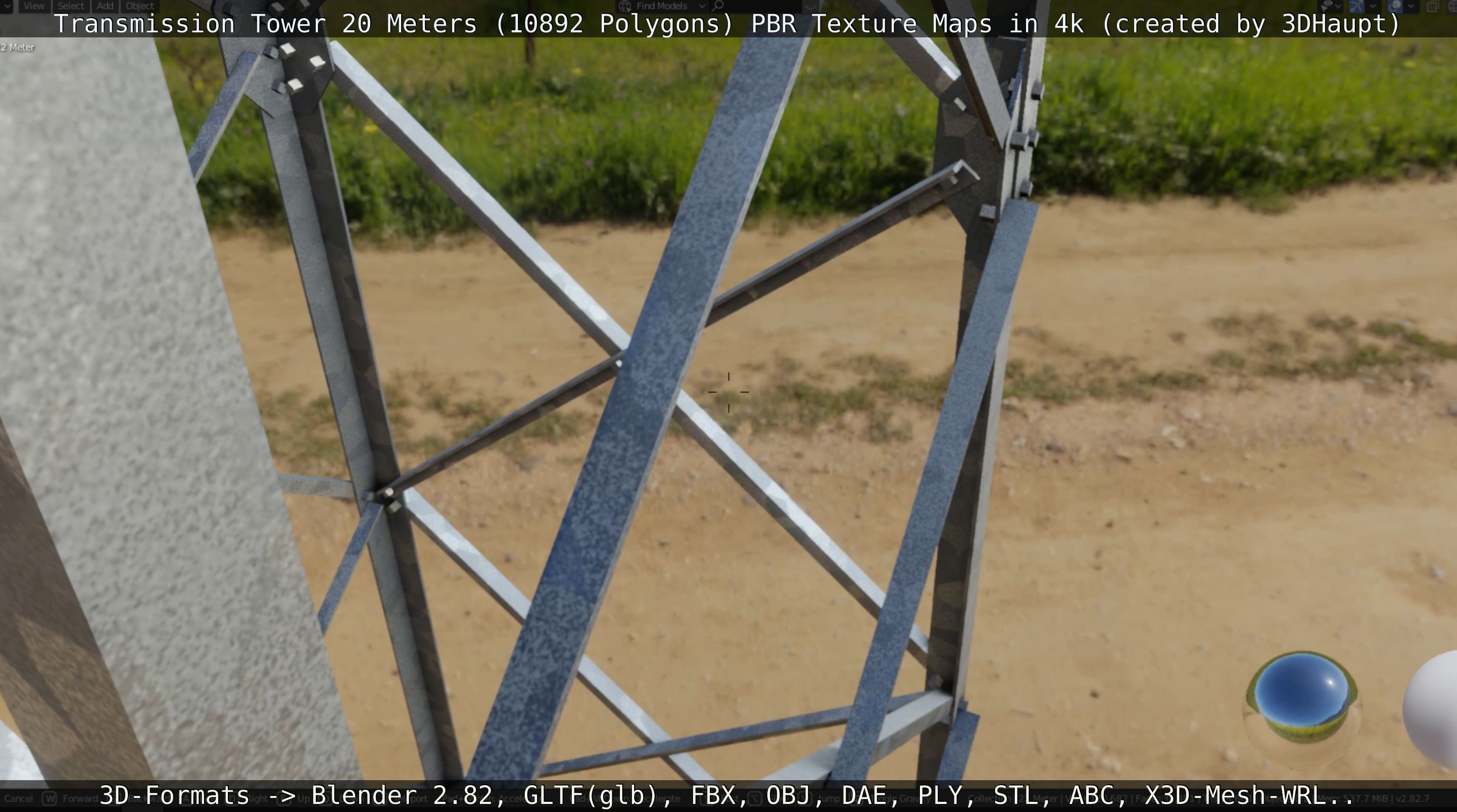 Transmission Tower 22 Meter Low-poly 3D model_48