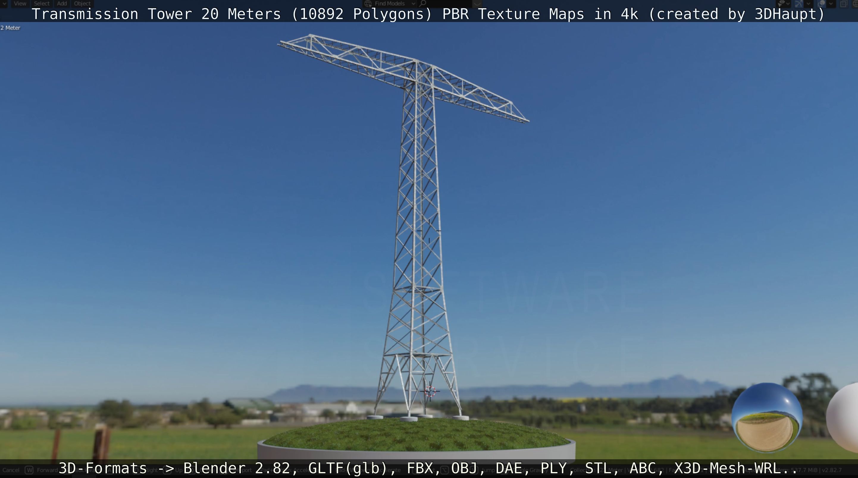 Transmission Tower 22 Meter Low-poly 3D model_5