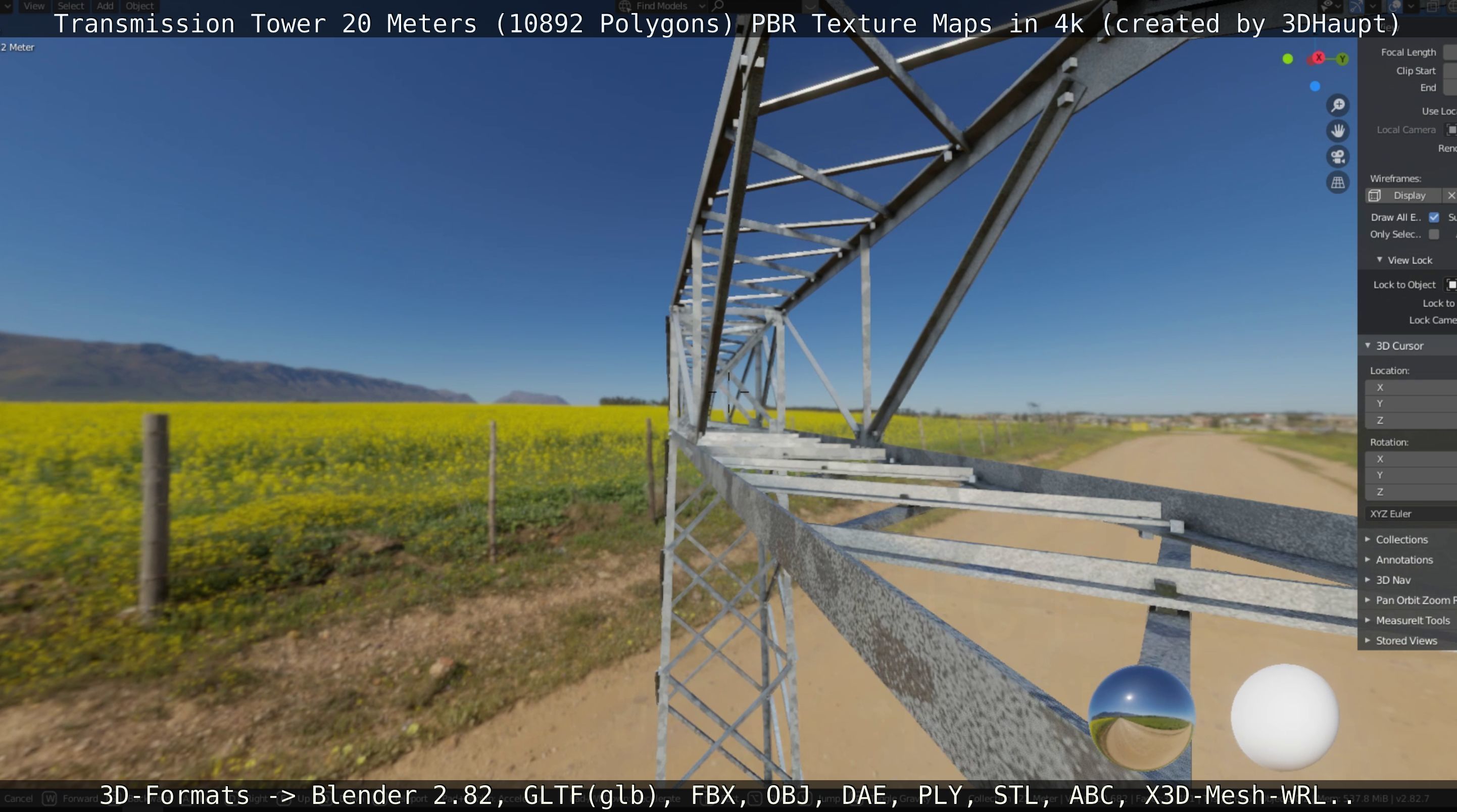 Transmission Tower 22 Meter Low-poly 3D model_92