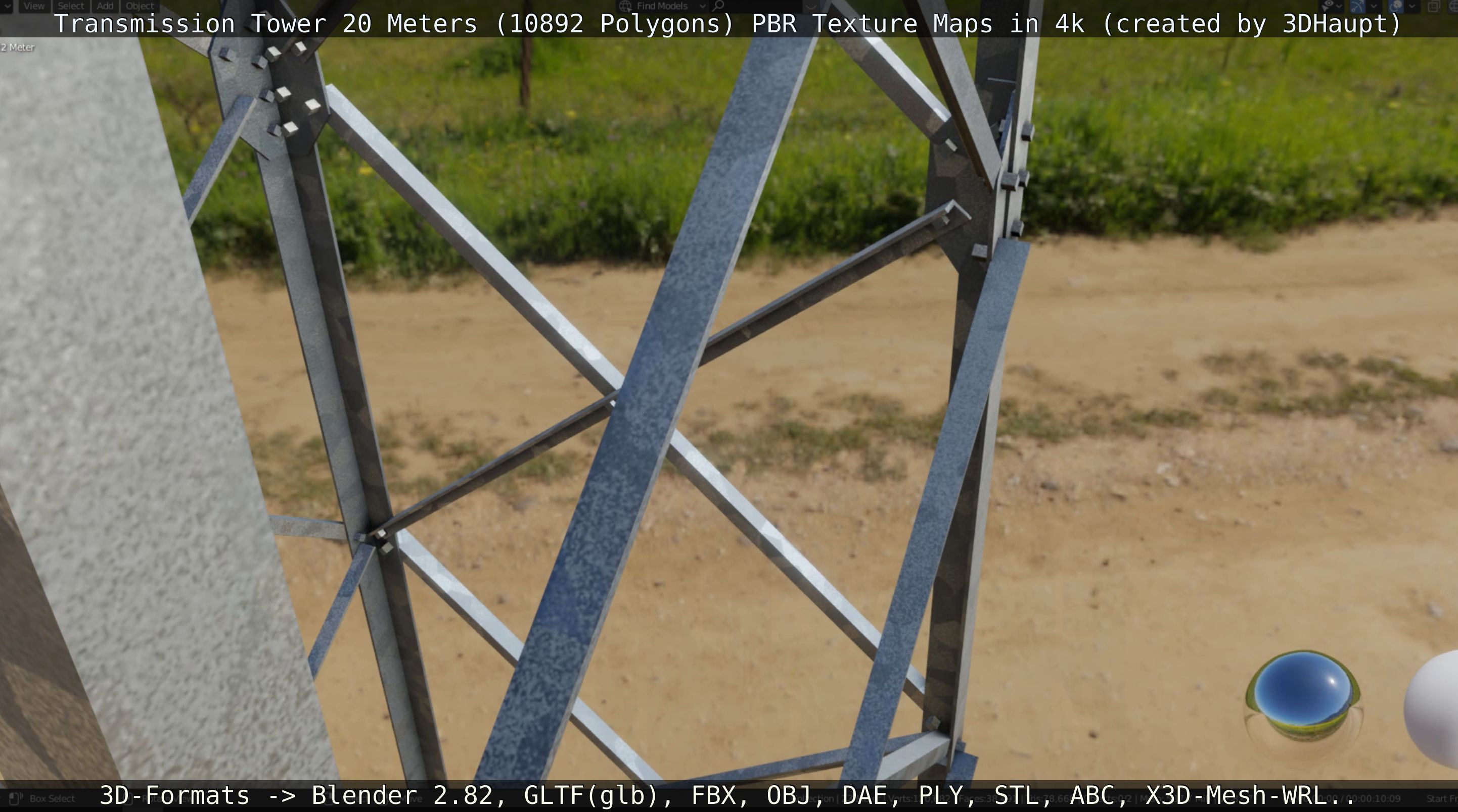 Transmission Tower 22 Meter Low-poly 3D model_55