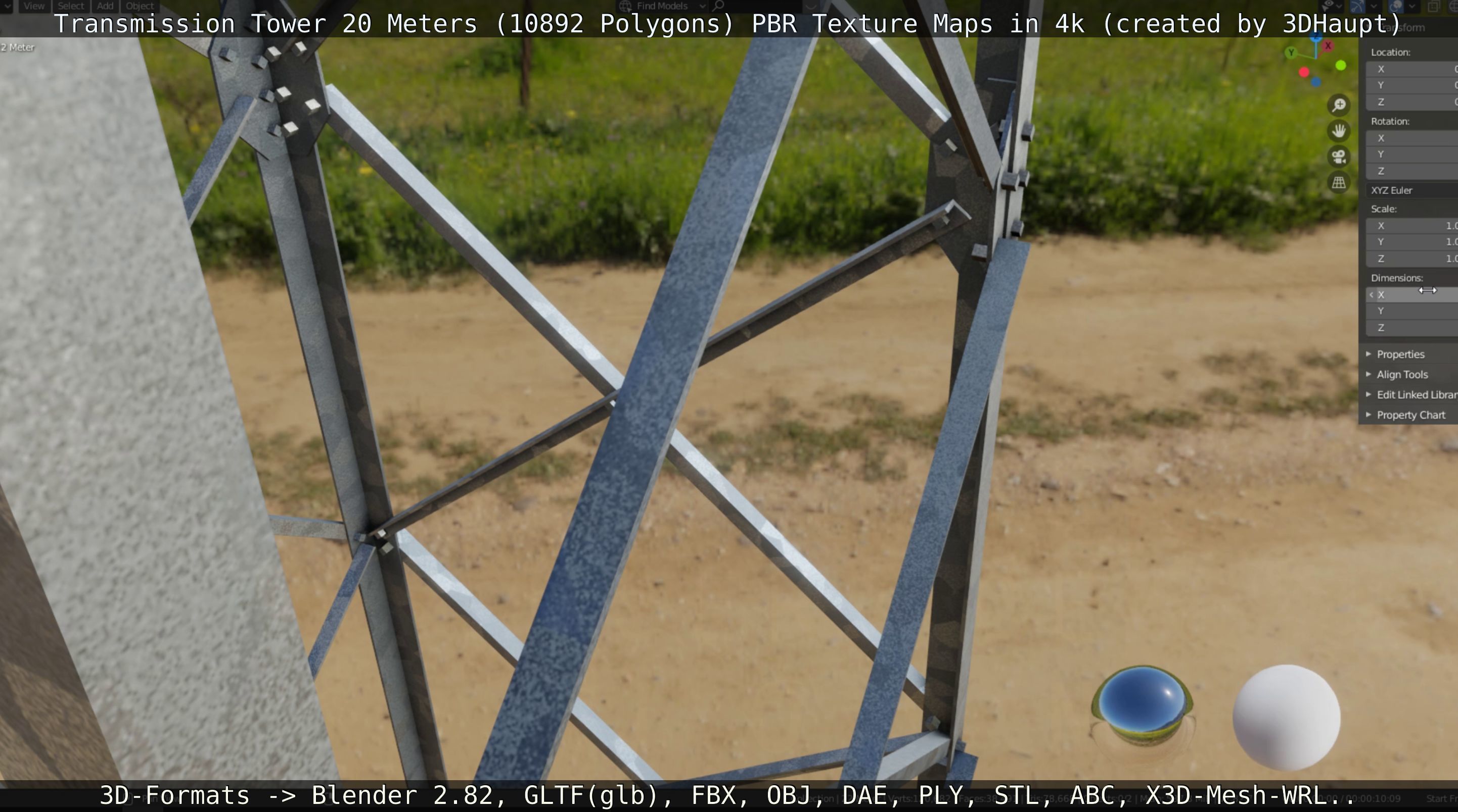 Transmission Tower 22 Meter Low-poly 3D model_22