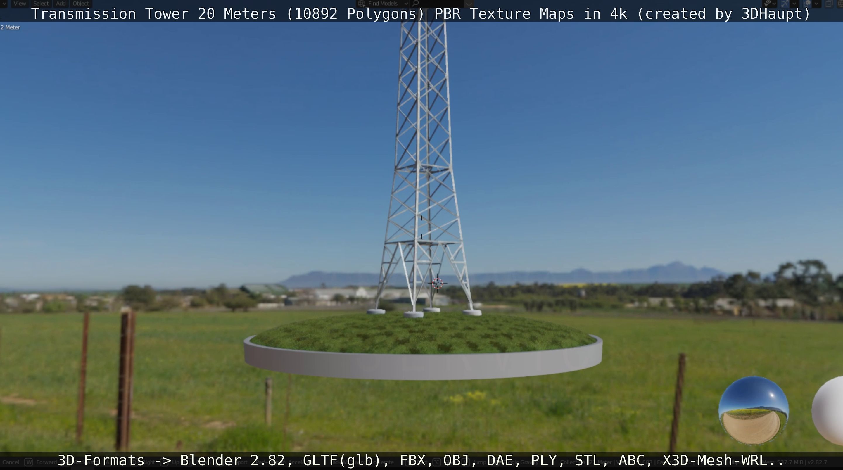 Transmission Tower 22 Meter Low-poly 3D model_35