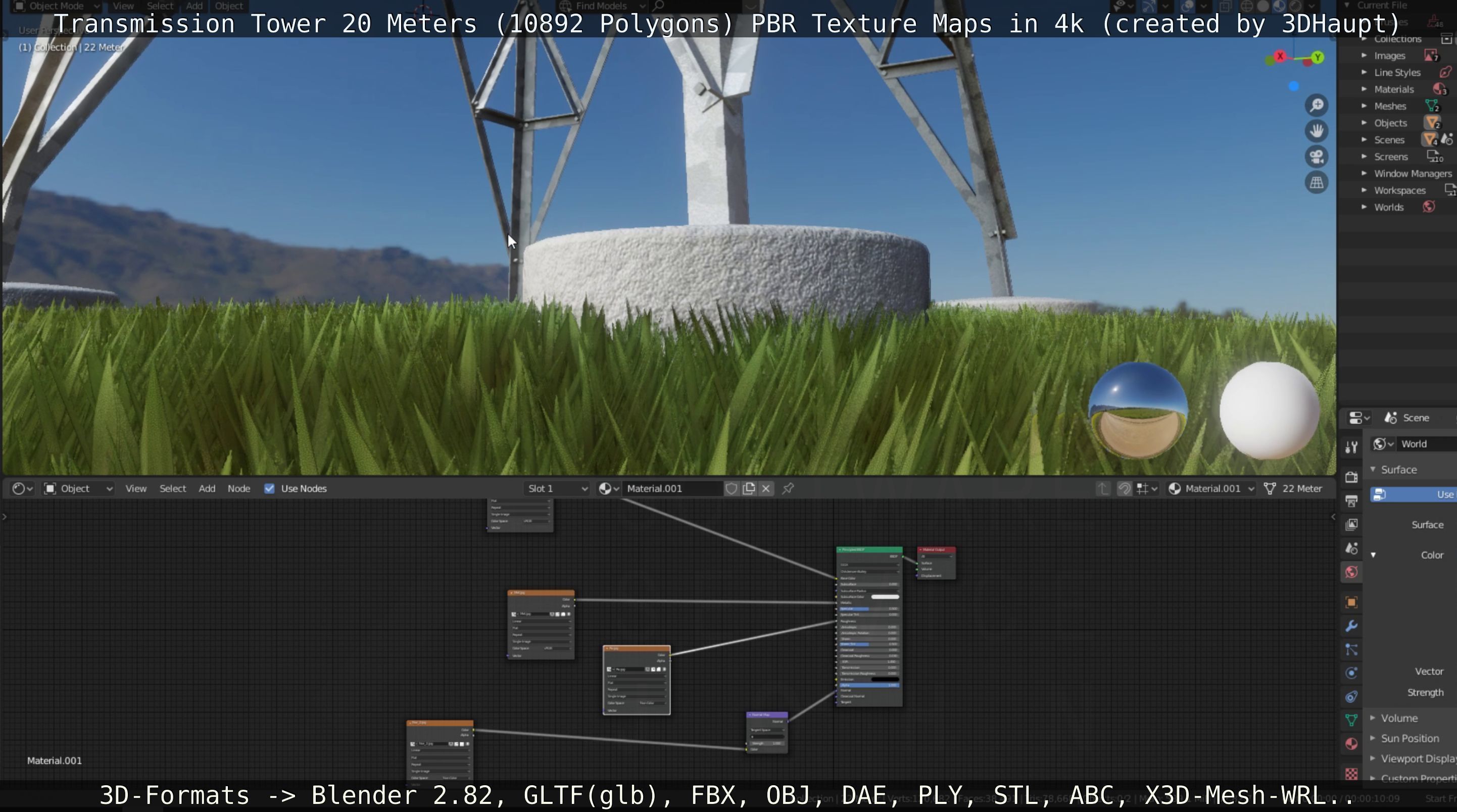 Transmission Tower 22 Meter Low-poly 3D model_2