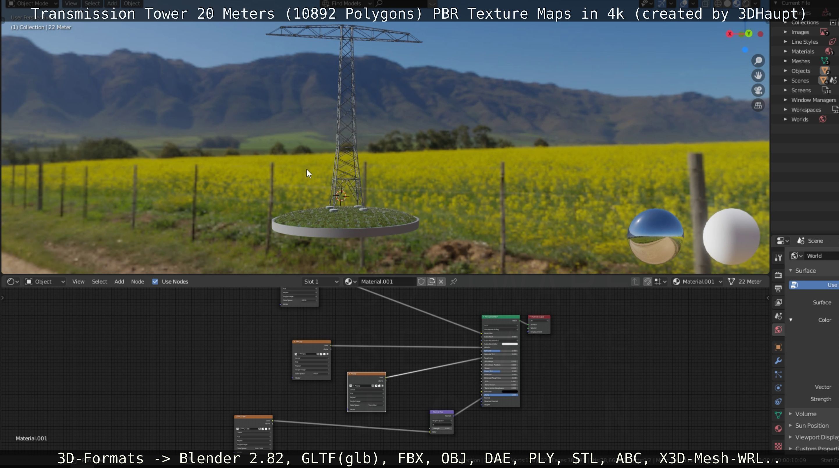 Transmission Tower 22 Meter Low-poly 3D model_36