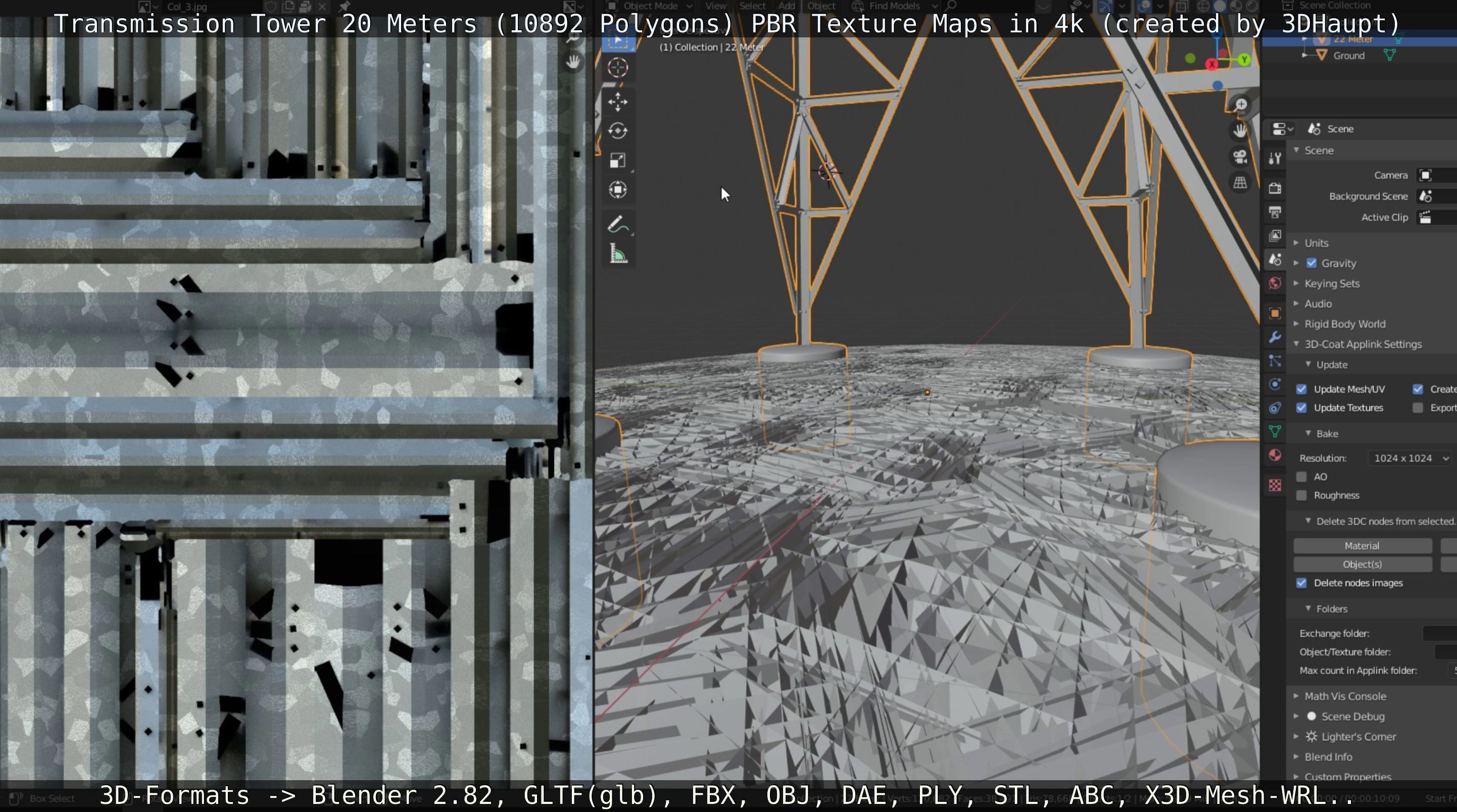 Transmission Tower 22 Meter Low-poly 3D model_13