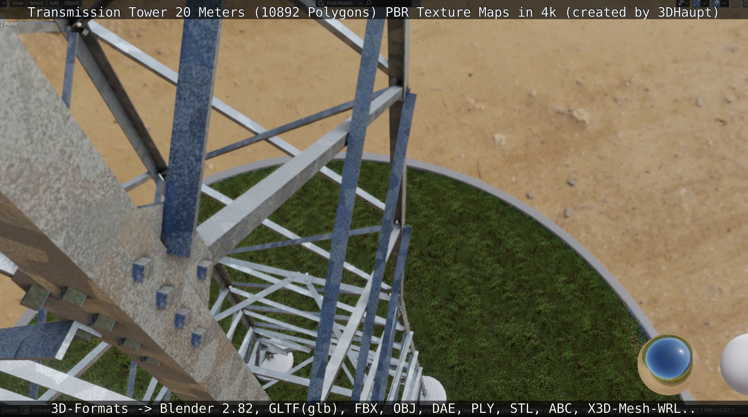 Transmission Tower 22 Meter Low-poly 3D model_19