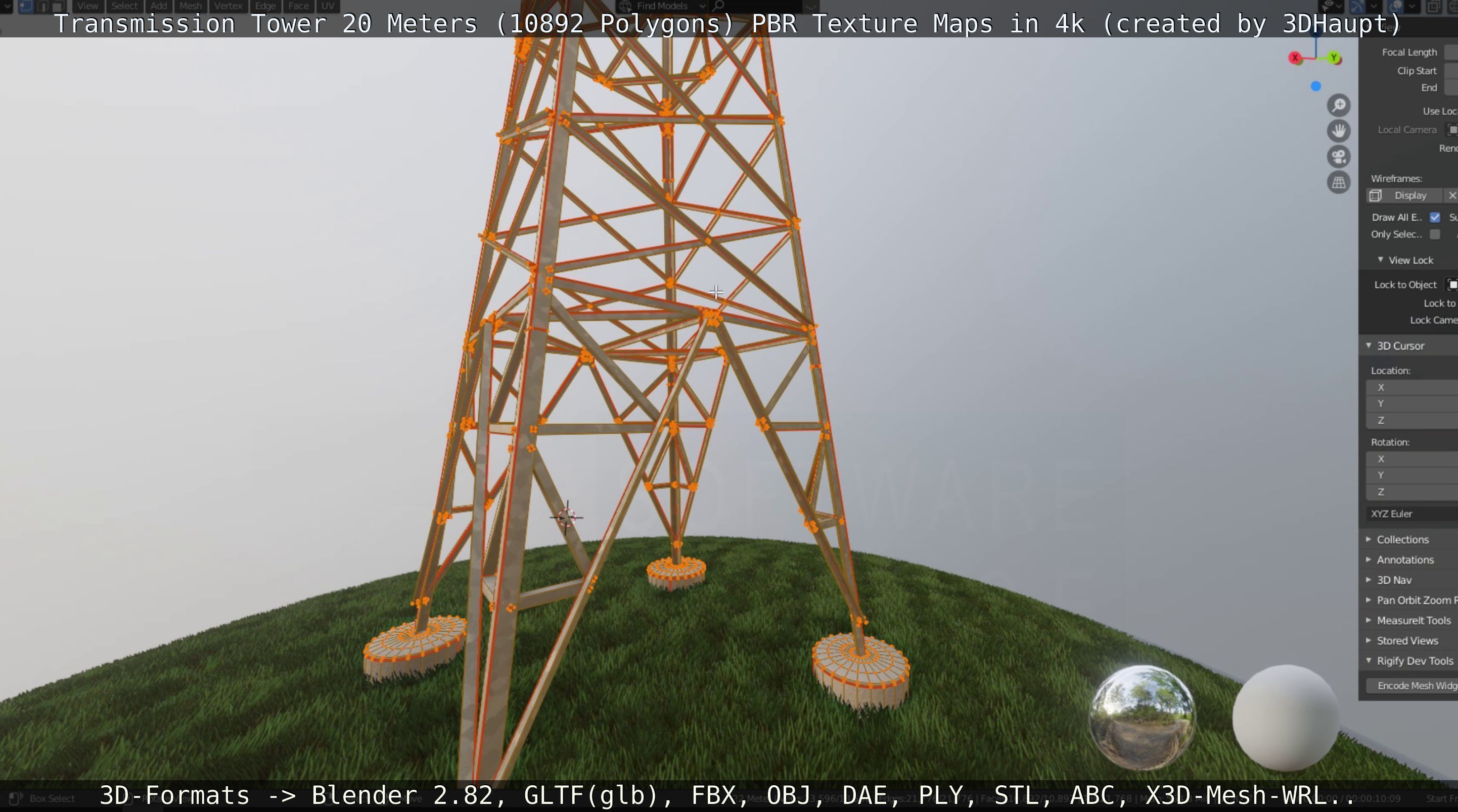 Transmission Tower 22 Meter Low-poly 3D model_126