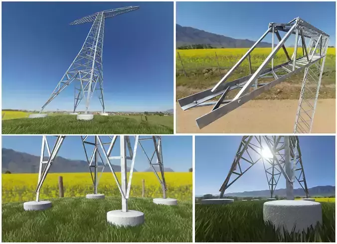 Transmission Tower 22 Meter Low-poly 3D model