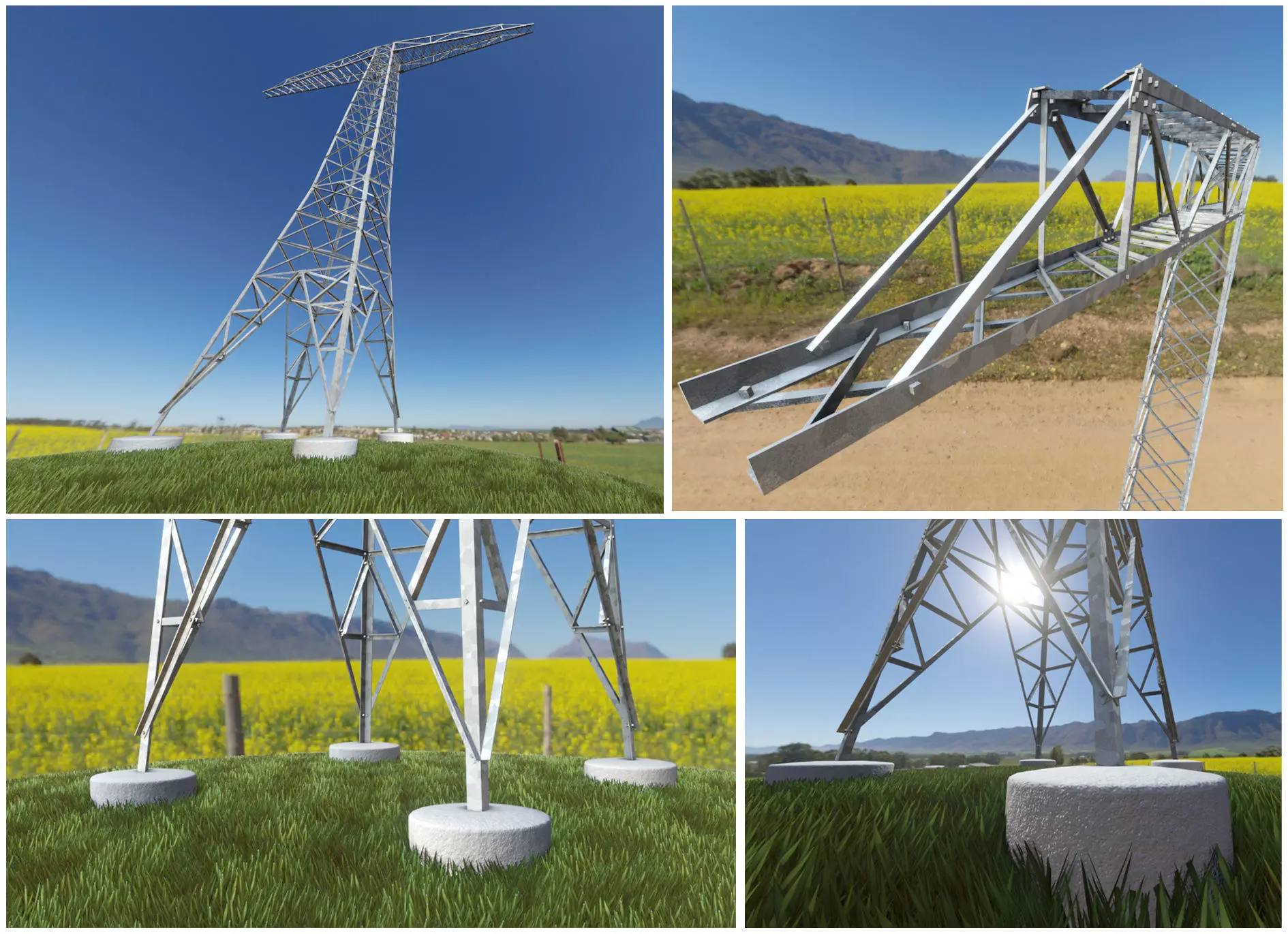 Transmission Tower 22 Meter Low-poly 3D model_0