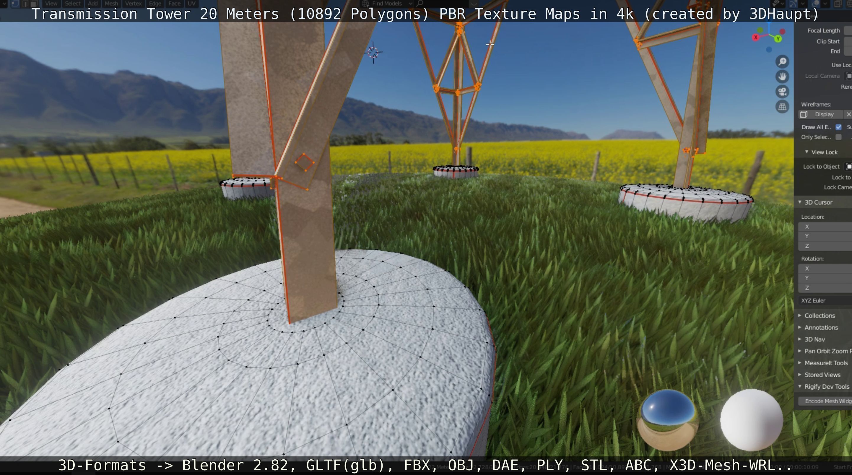 Transmission Tower 22 Meter Low-poly 3D model_64