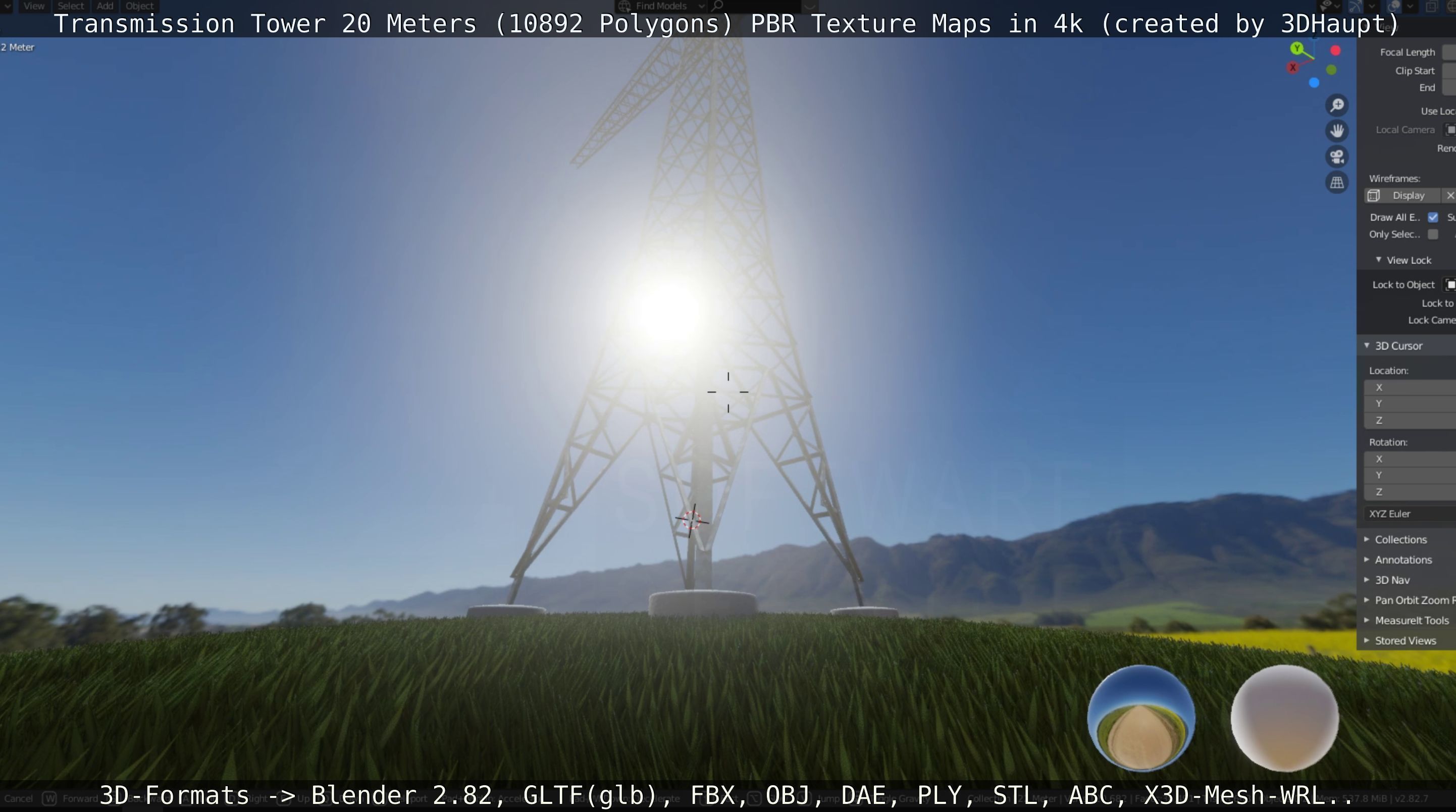 Transmission Tower 22 Meter Low-poly 3D model_12