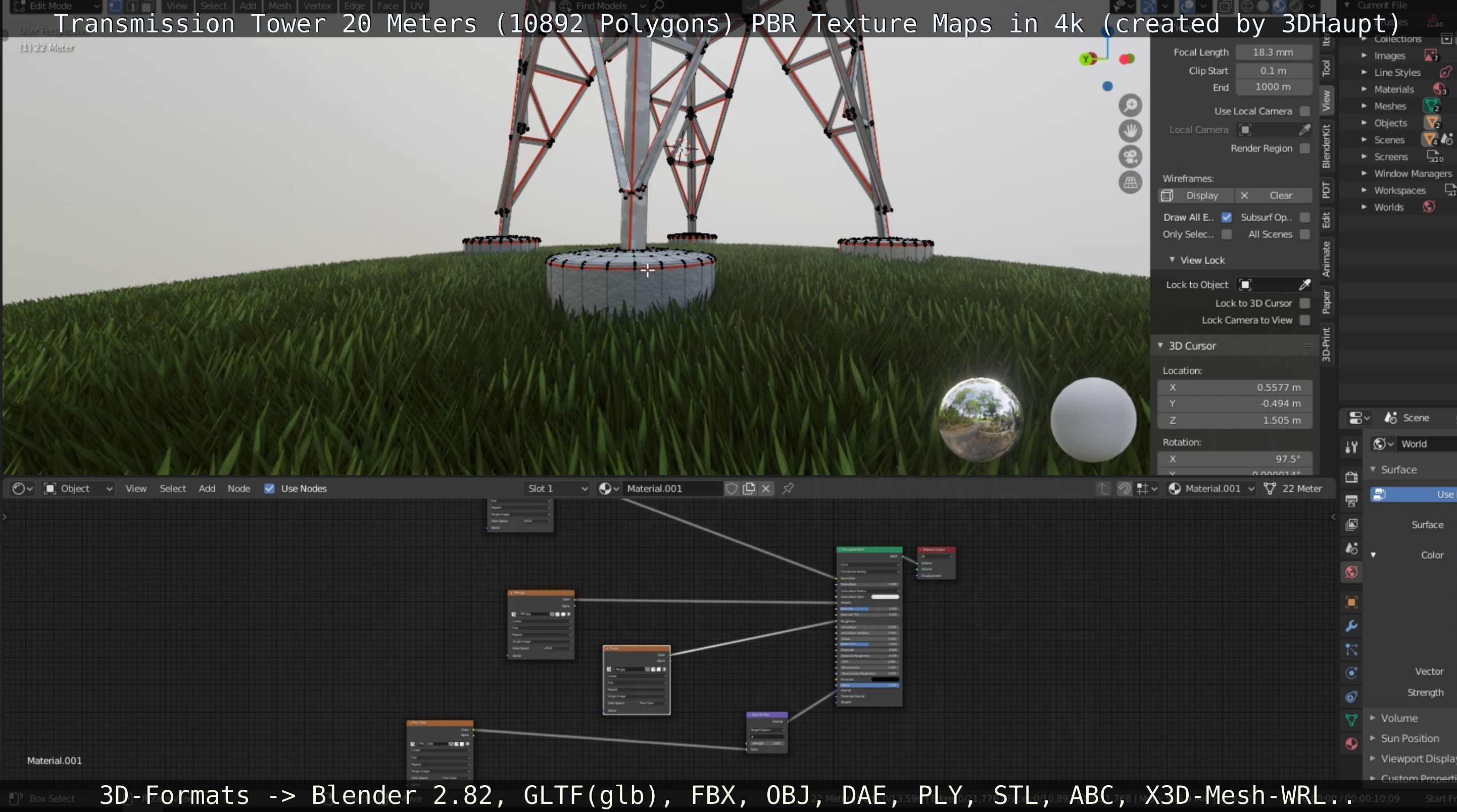 Transmission Tower 22 Meter Low-poly 3D model_66