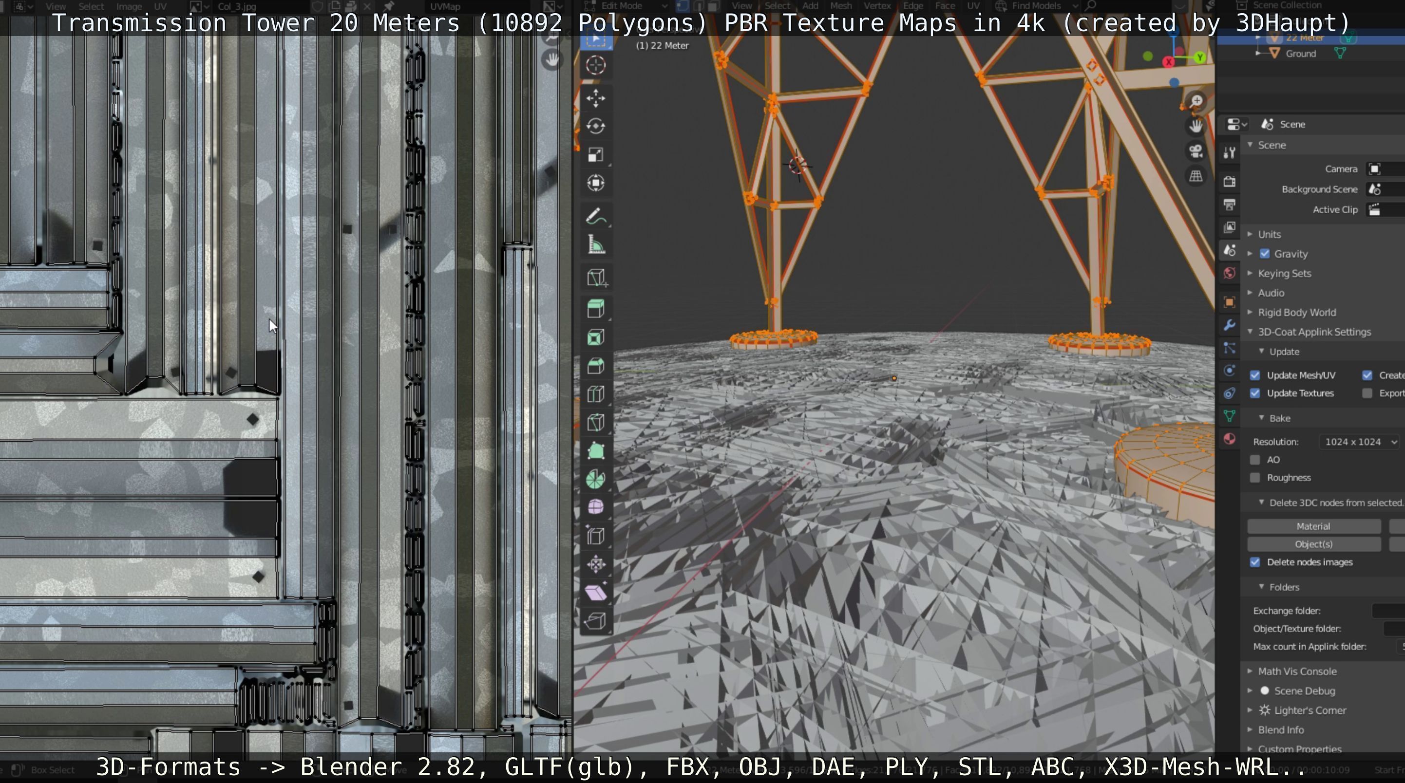 Transmission Tower 22 Meter Low-poly 3D model_82