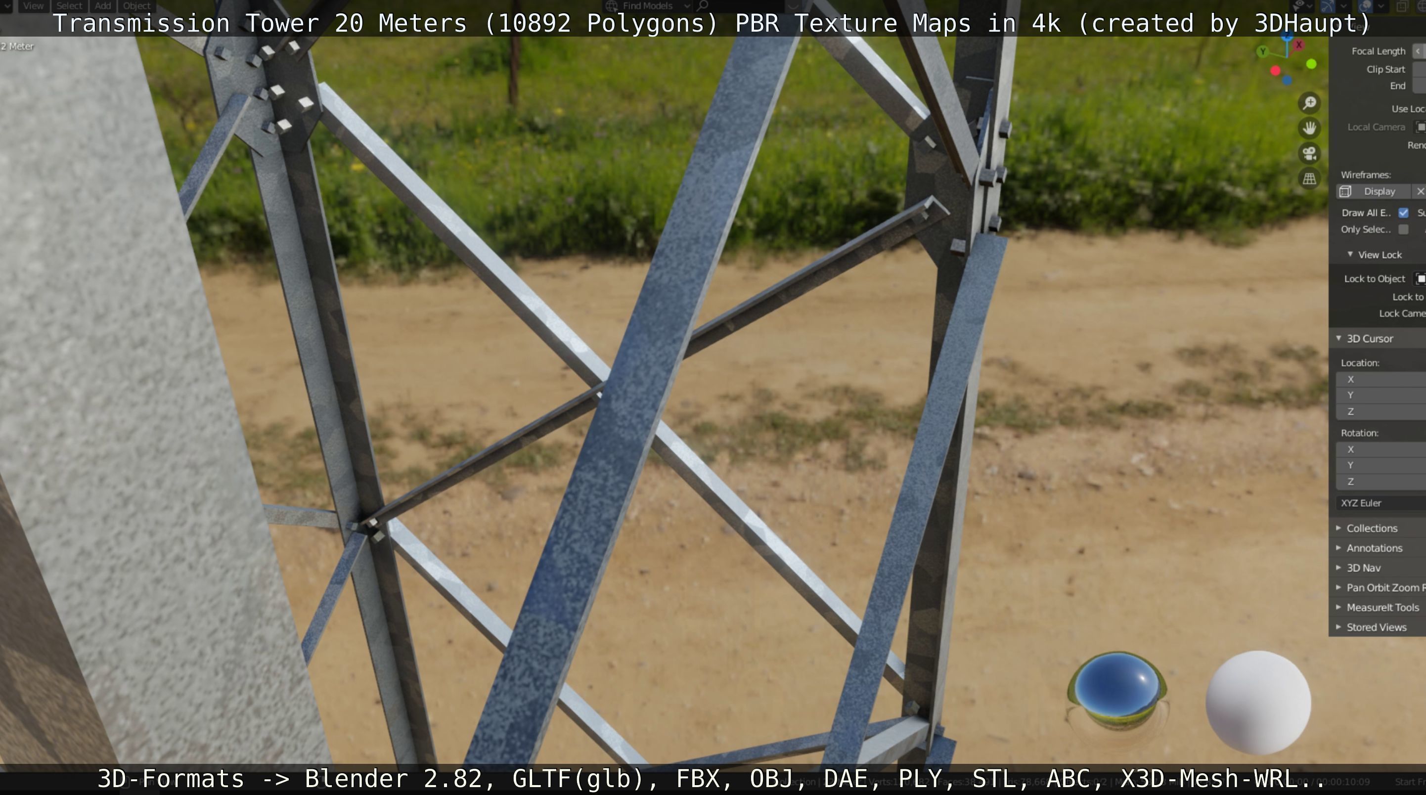 Transmission Tower 22 Meter Low-poly 3D model_57