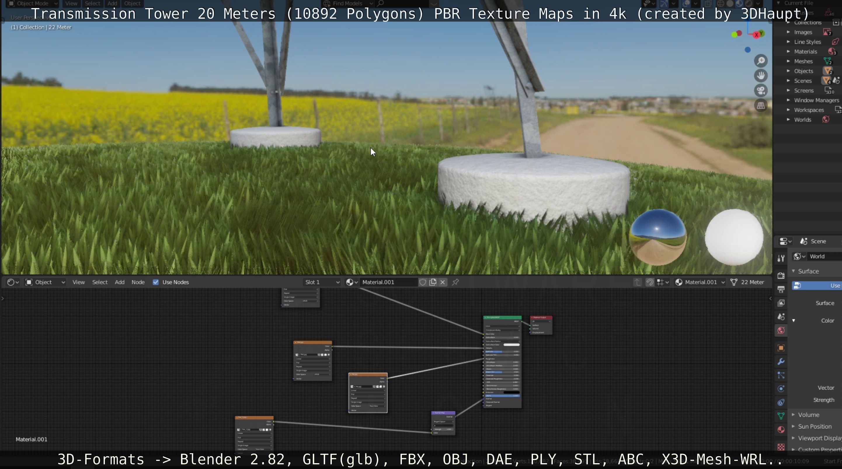 Transmission Tower 22 Meter Low-poly 3D model_7
