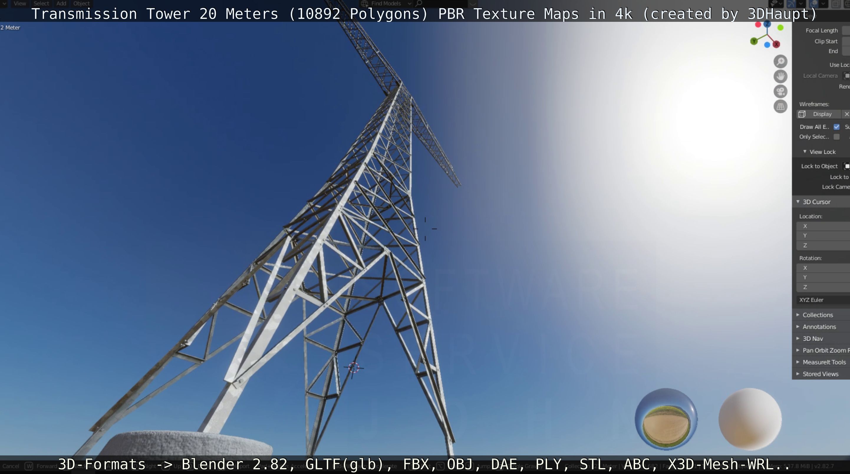 Transmission Tower 22 Meter Low-poly 3D model_46
