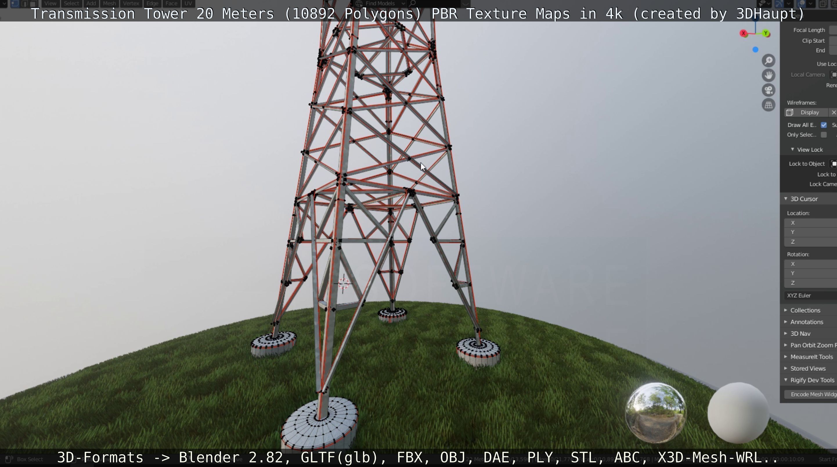 Transmission Tower 22 Meter Low-poly 3D model_128