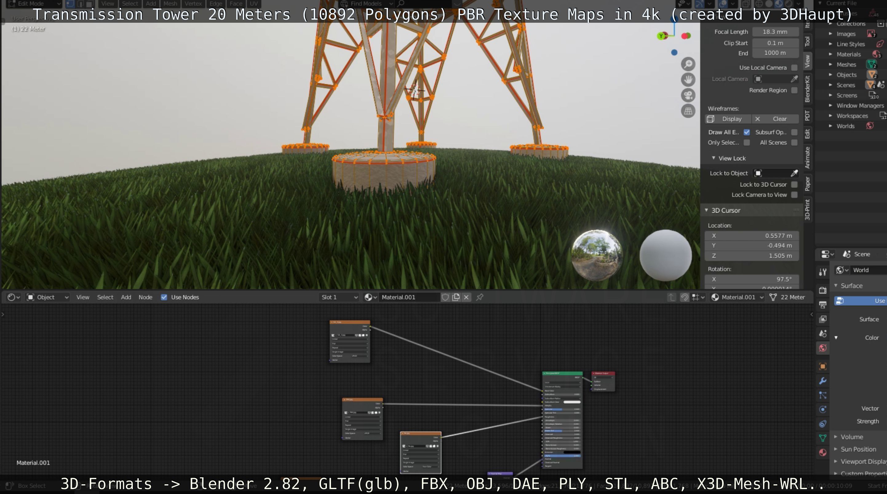 Transmission Tower 22 Meter Low-poly 3D model_143
