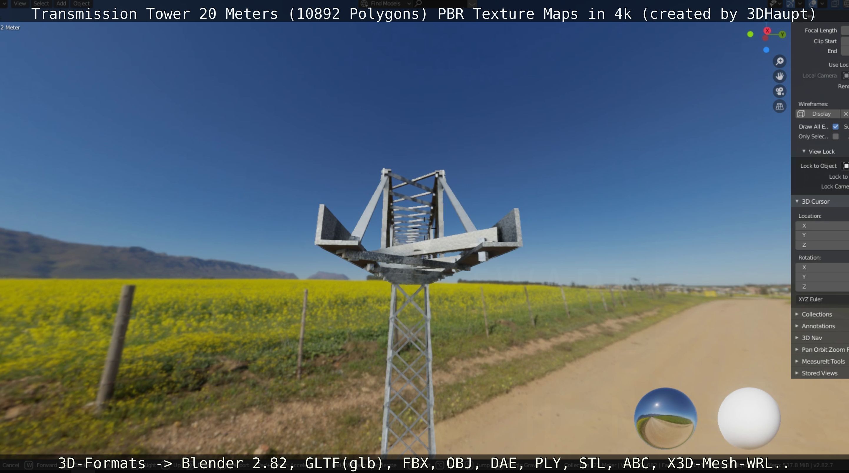 Transmission Tower 22 Meter Low-poly 3D model_95