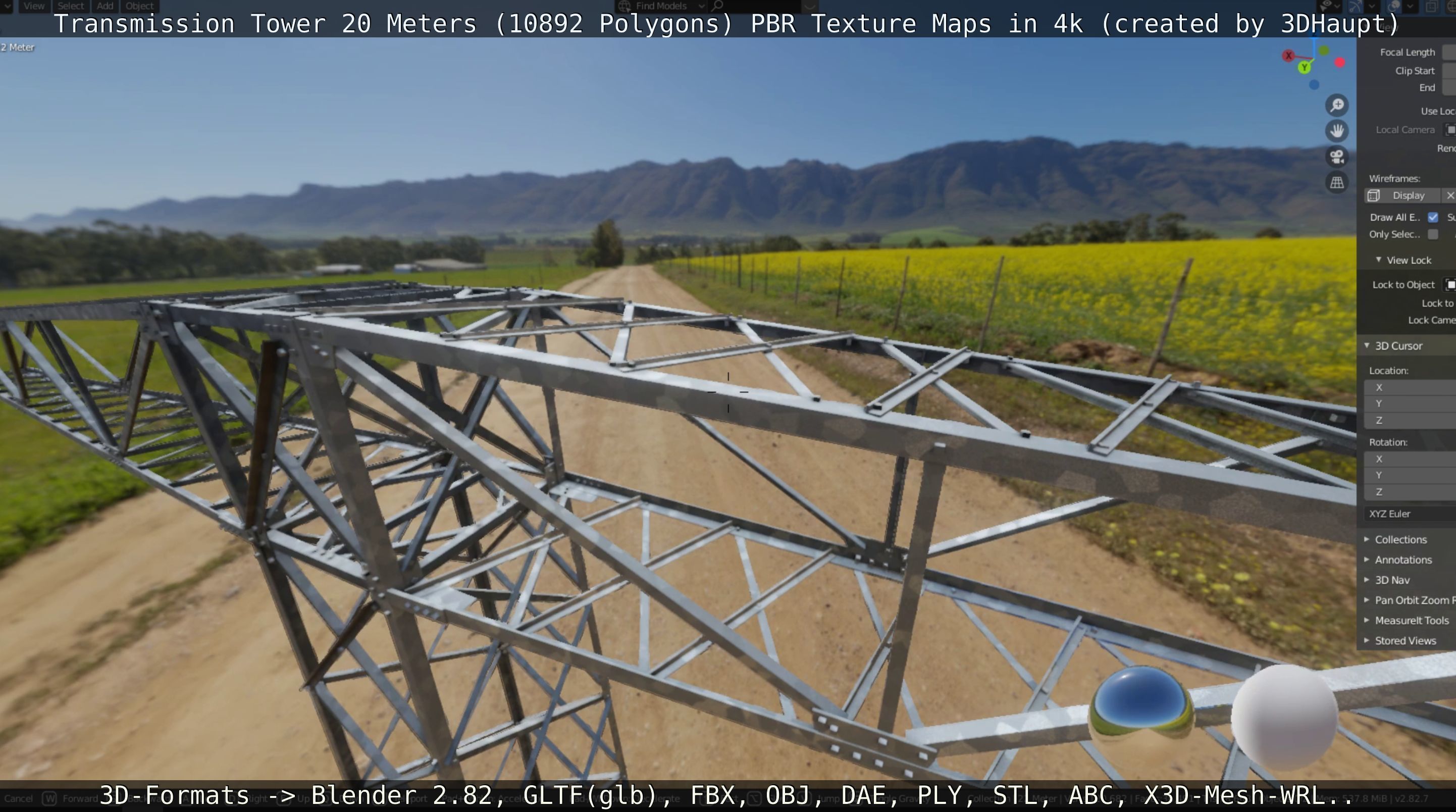 Transmission Tower 22 Meter Low-poly 3D model_80