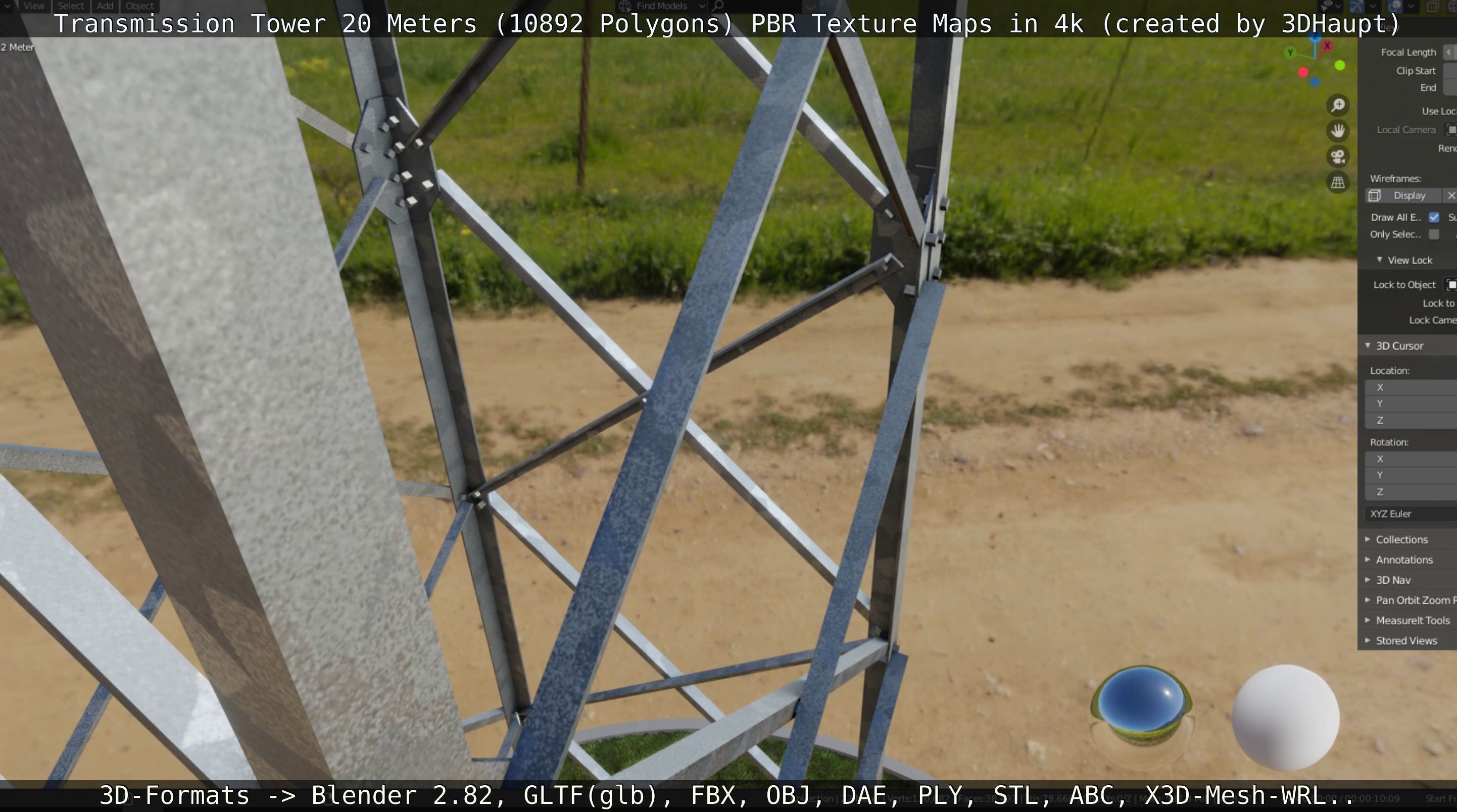 Transmission Tower 22 Meter Low-poly 3D model_60