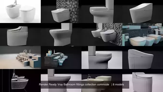 Render Ready Vray Bathroom fittings collection commode   